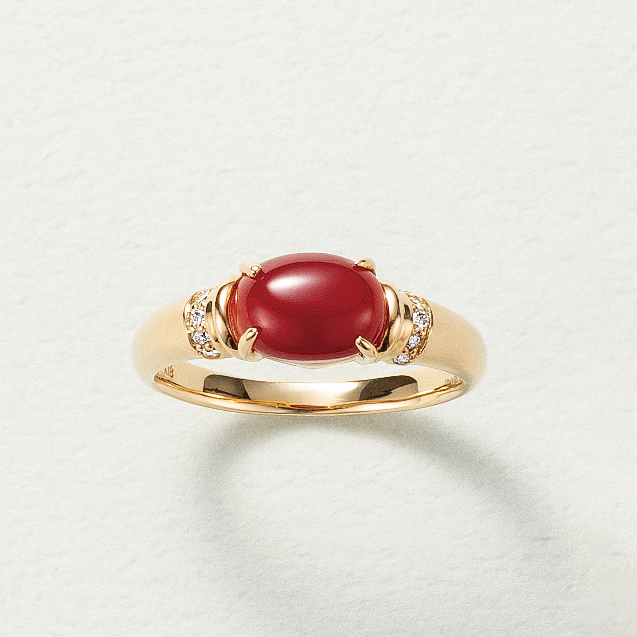 珊瑚(さんご)/ダイヤモンド K18リング(3月誕生石/鑑別書付)《25C80117