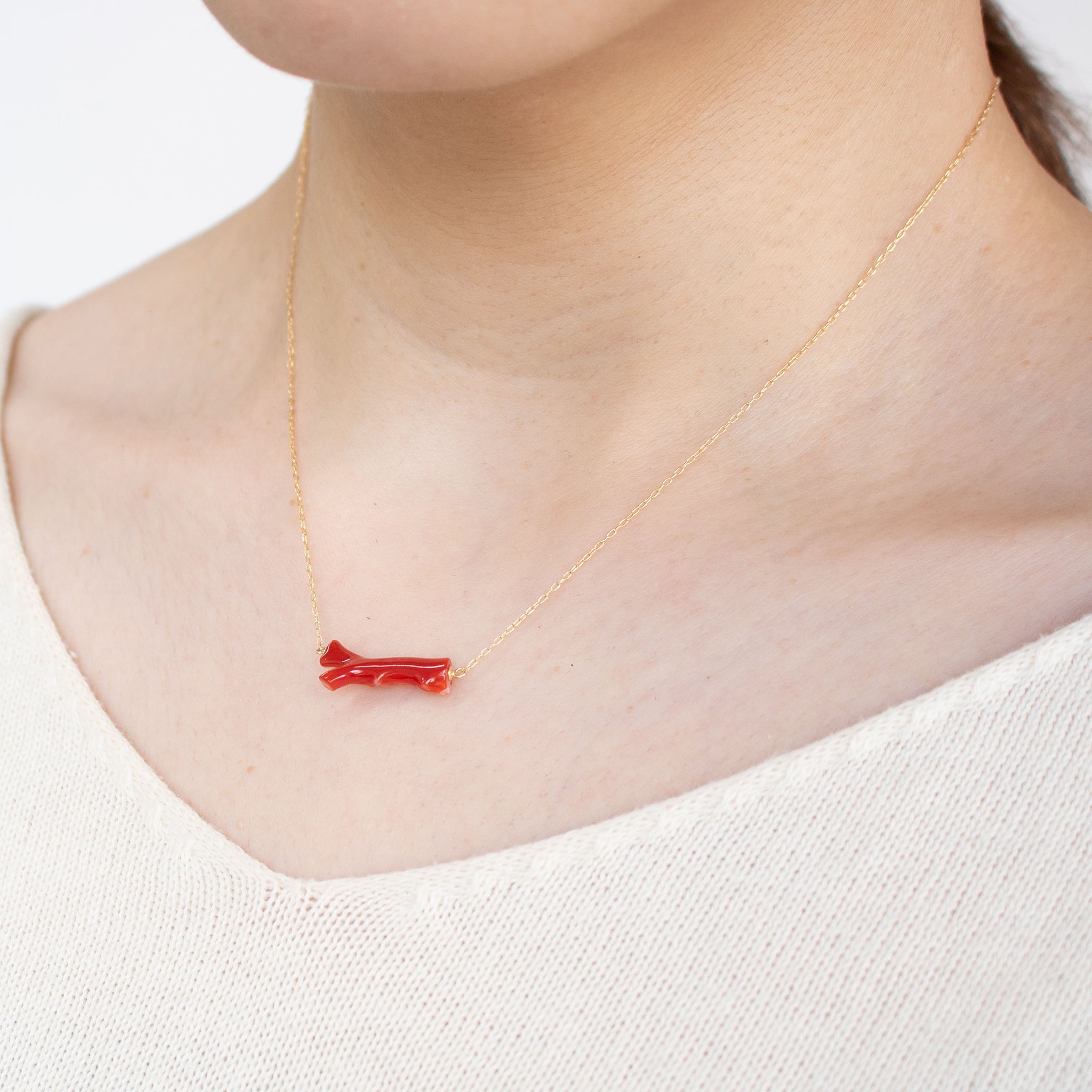 珊瑚(さんご) K18ネックレス(3月誕生石)《25C80118》