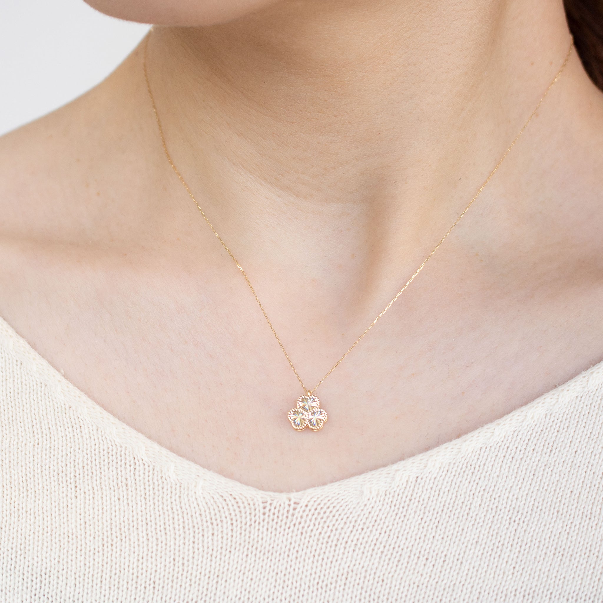 K18ネックレス(クローバーモチーフ)《25C80120》