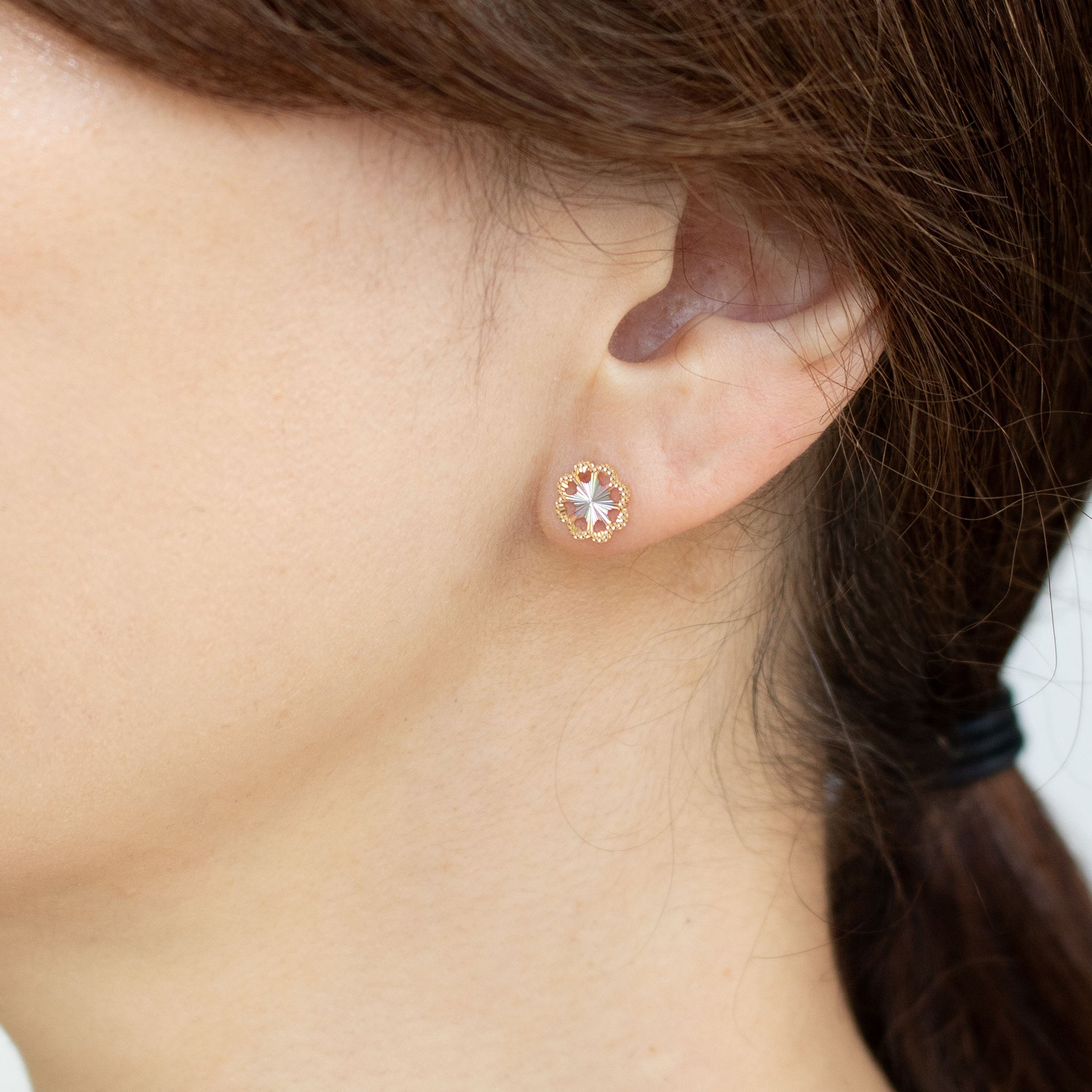 K18ピアス(コンビカラー/フラワーモチーフ)《25C80121》