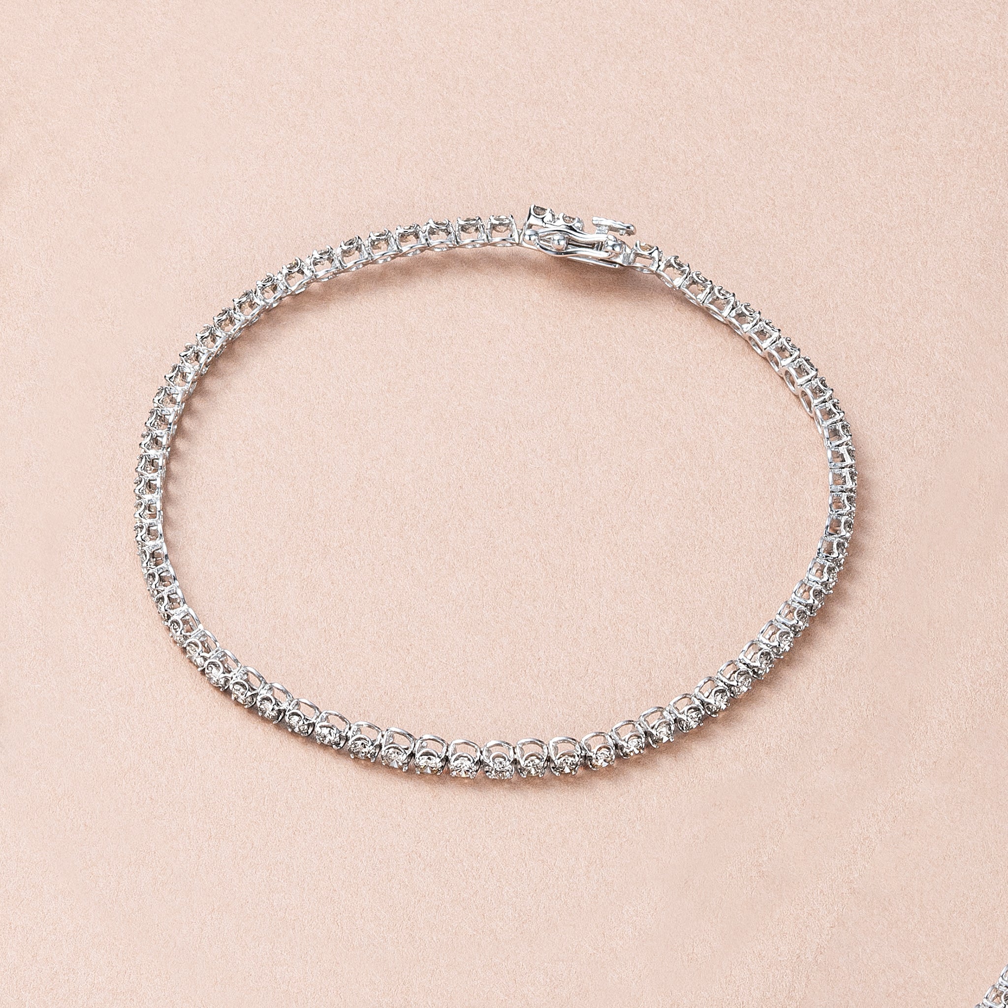 【限定1点】ダイヤモンド K18ブレスレット(計2.0カラット/テニス/鑑別書付/4月誕生石)《25C80122》