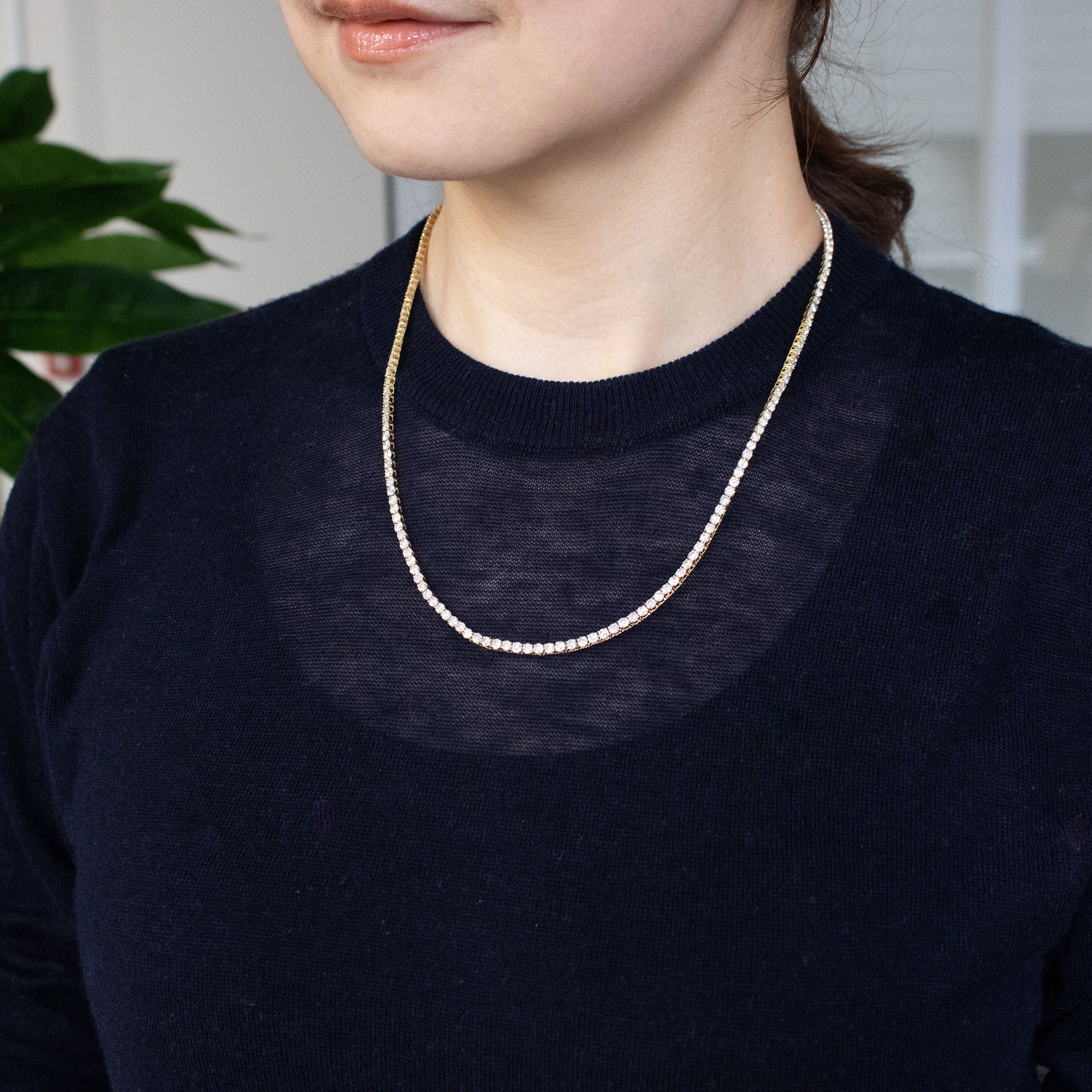 【限定1点】ダイヤモンド K18ネックレス(計10.0カラット/テニス/鑑別書付/4月誕生石)《25C80124》