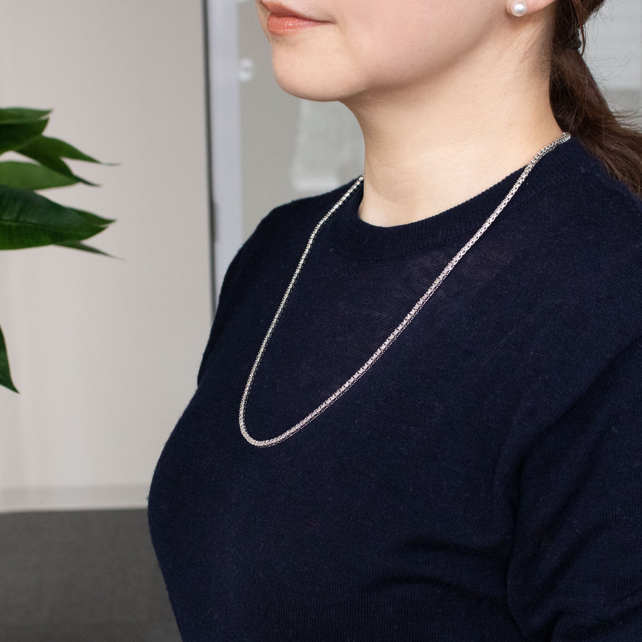 【限定1点】ダイヤモンド プラチナネックレス(計10.0カラット/テニス/鑑別書付/4月誕生石)《25C80125》