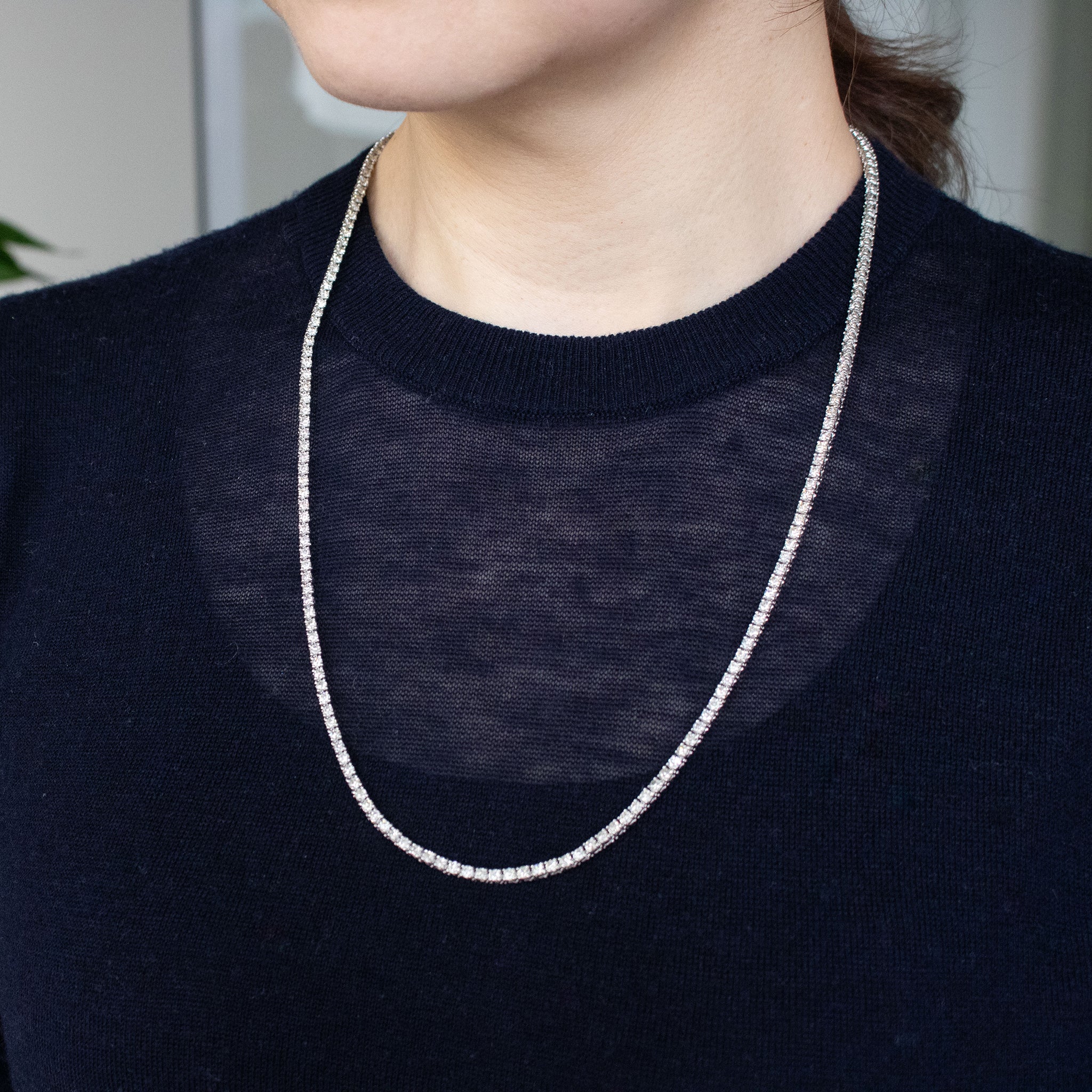 【限定1点】ダイヤモンド プラチナネックレス(計10.0カラット/テニス/鑑別書付/4月誕生石)《25C80125》