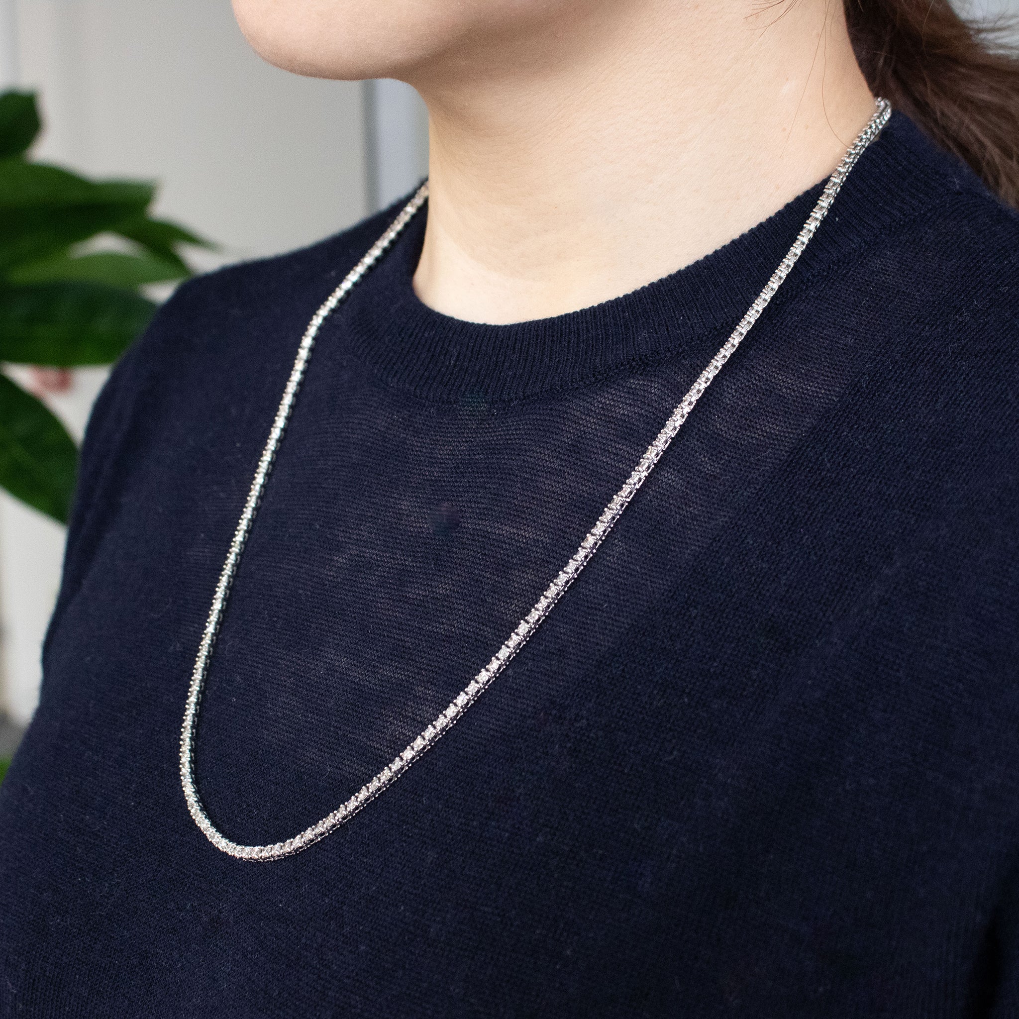 【限定1点】ダイヤモンド プラチナネックレス(計10.0カラット/テニス/鑑別書付/4月誕生石)《25C80125》