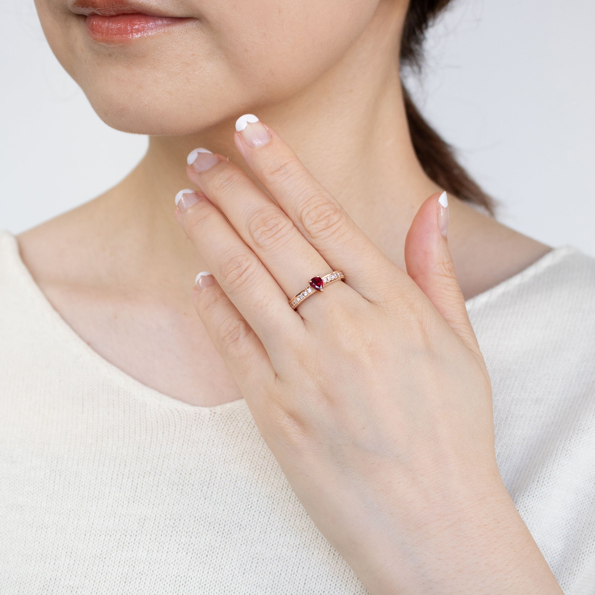 【限定1点】ルビー/ダイヤモンド K18リング(ノーヒート/非加熱/ピジョンブラッド/7月誕生石/鑑別書付)《25C80130》