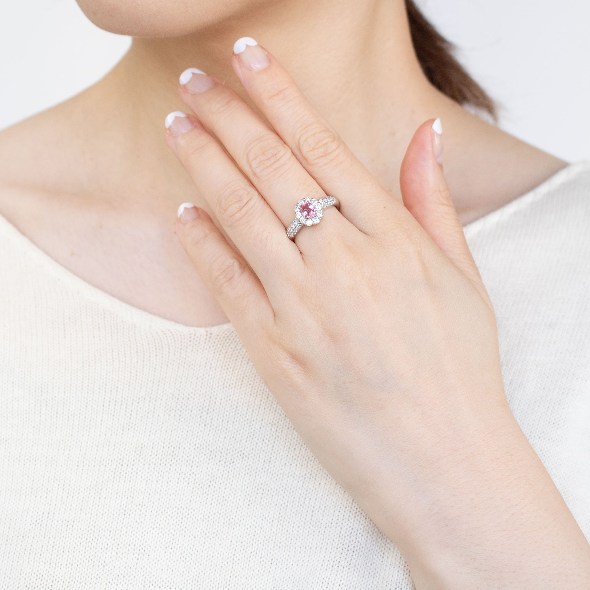 【限定1点】パパラチアサファイア/ダイヤモンド プラチナリング(ノーヒート/非加熱/9月誕生石/鑑別書付)《25C80131》