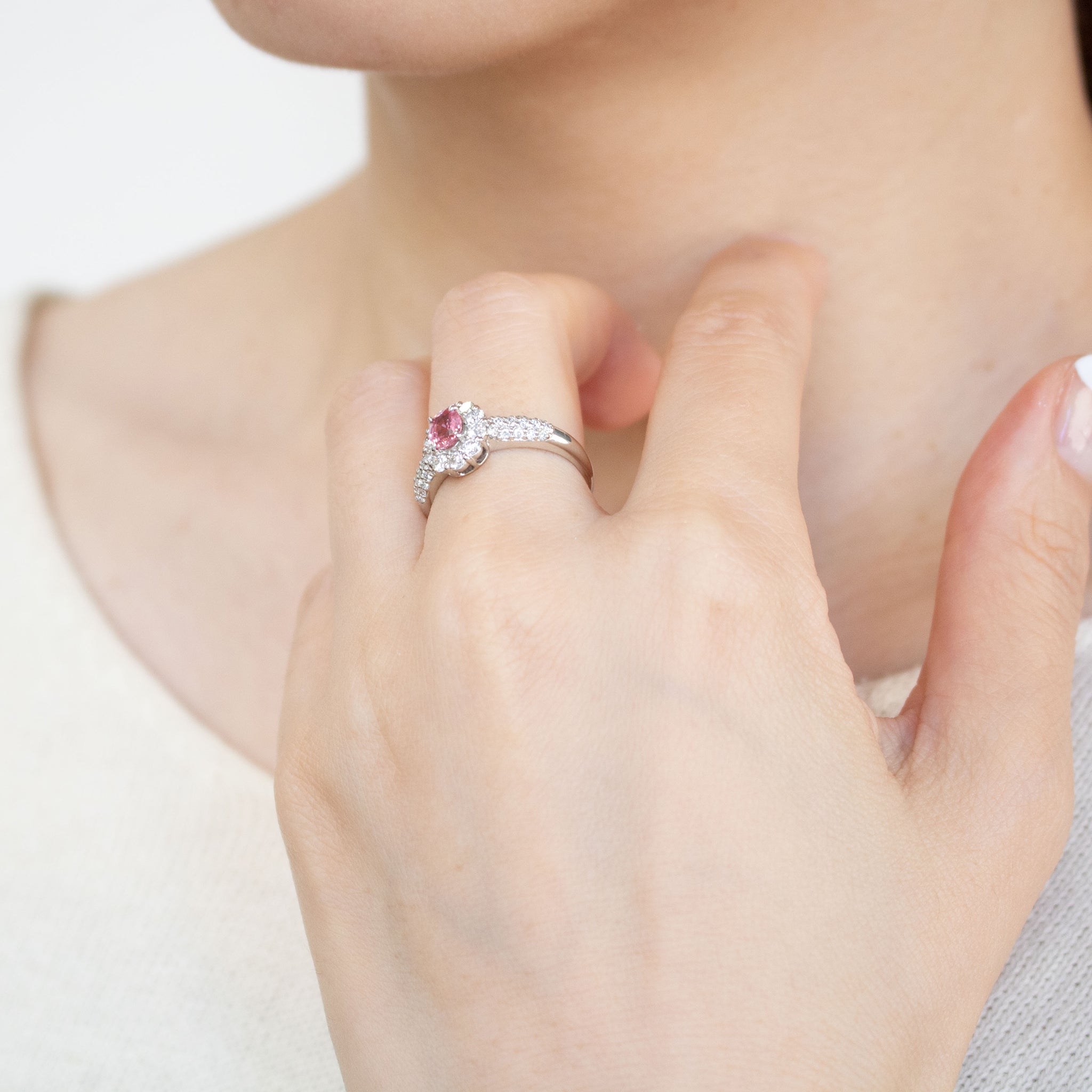 【限定1点】パパラチアサファイア/ダイヤモンド プラチナリング(ノーヒート/非加熱/9月誕生石/鑑別書付)《25C80131》