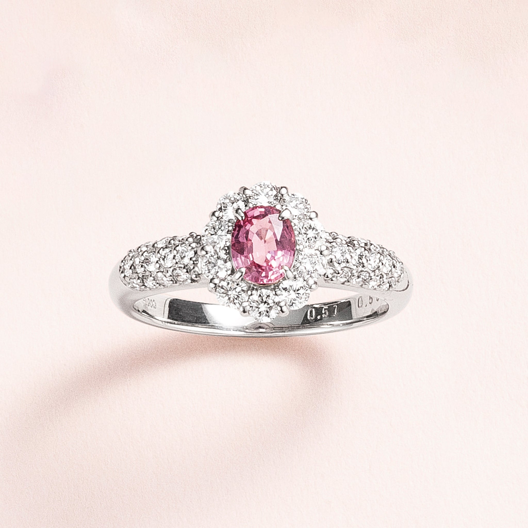 【限定1点】パパラチアサファイア/ダイヤモンド プラチナリング(ノーヒート/非加熱/9月誕生石/鑑別書付)《25C80131》