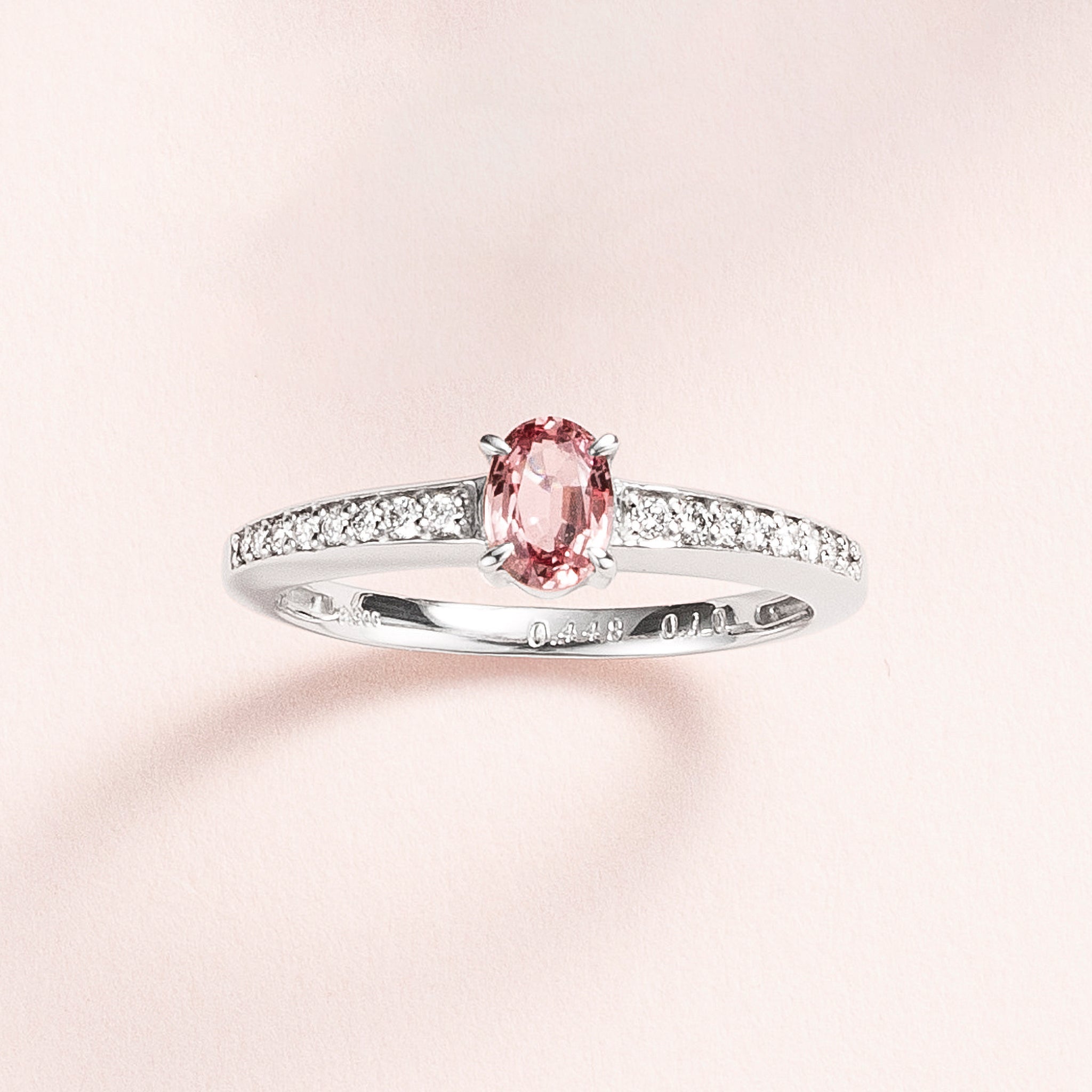 【限定1点】パパラチアサファイア/ダイヤモンド プラチナリング(9月誕生石/鑑別書付)《25C80132》