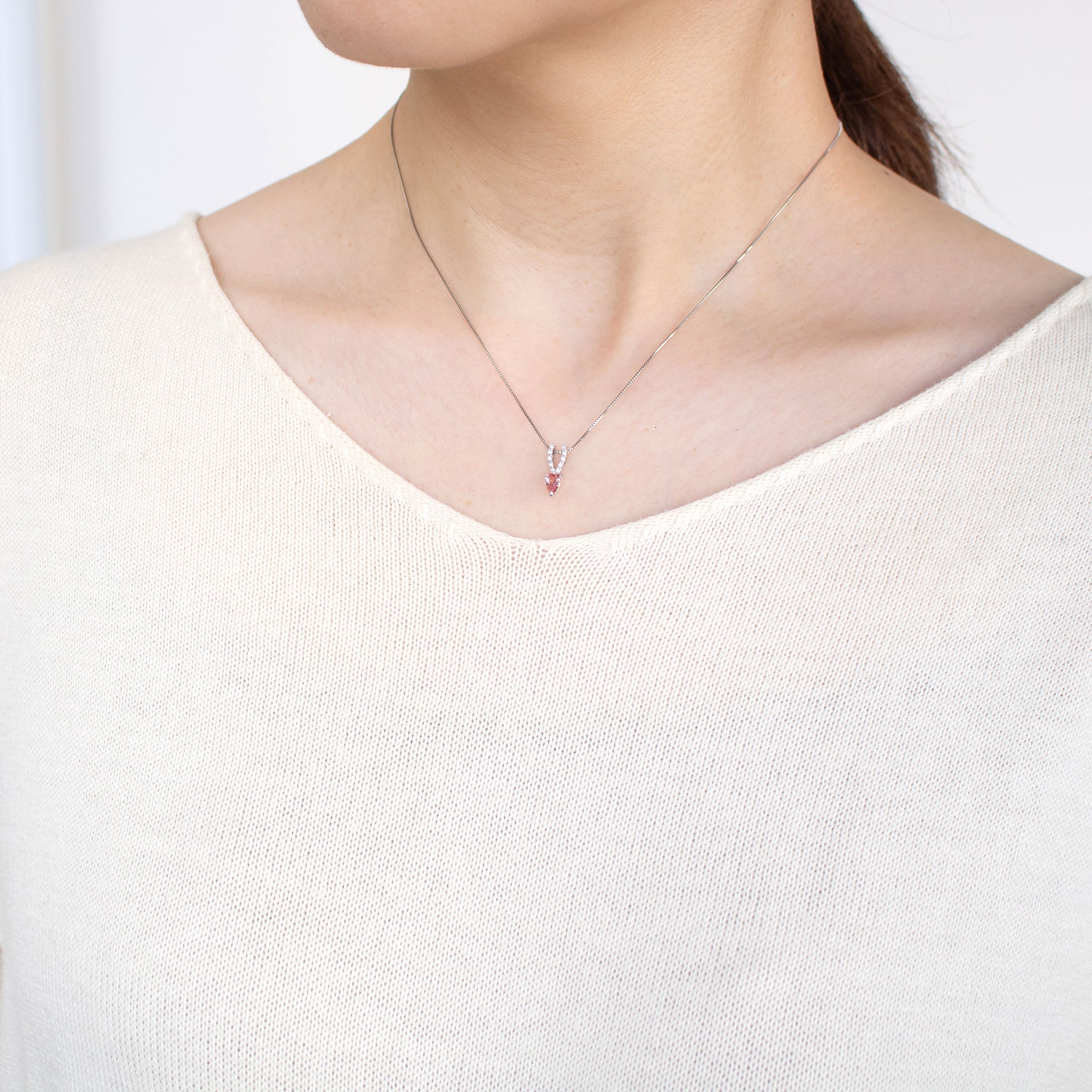 【限定1点】パパラチアサファイア/ダイヤモンド プラチナネックレス(9月誕生石/鑑別書付)《25C80133》