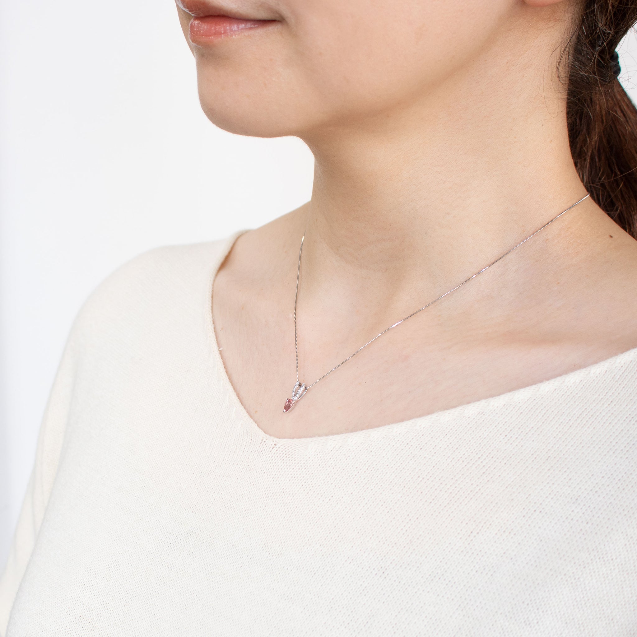 【限定1点】パパラチアサファイア/ダイヤモンド プラチナネックレス(9月誕生石/鑑別書付)《25C80133》