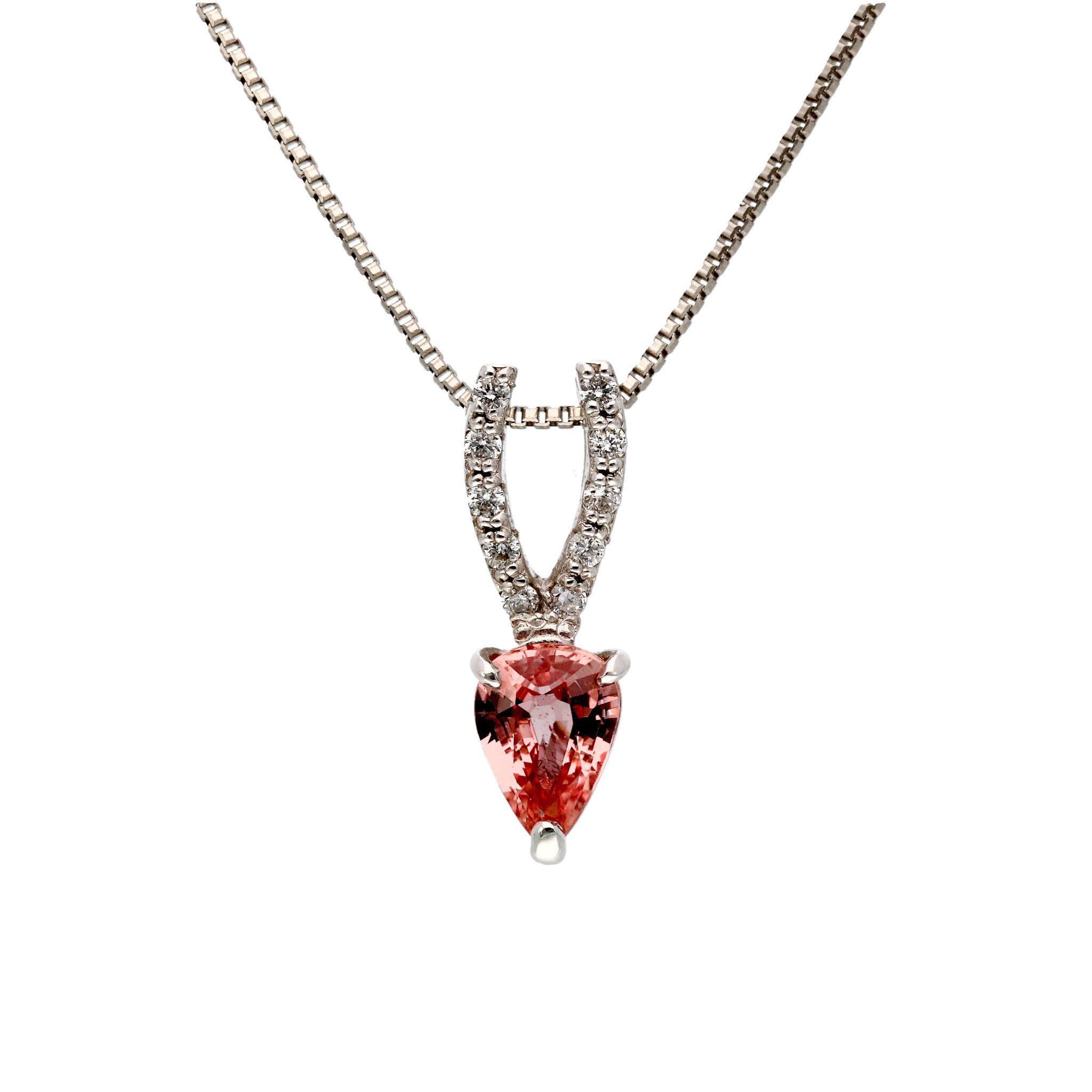 【限定1点】パパラチアサファイア/ダイヤモンド プラチナネックレス(9月誕生石/鑑別書付)《25C80133》