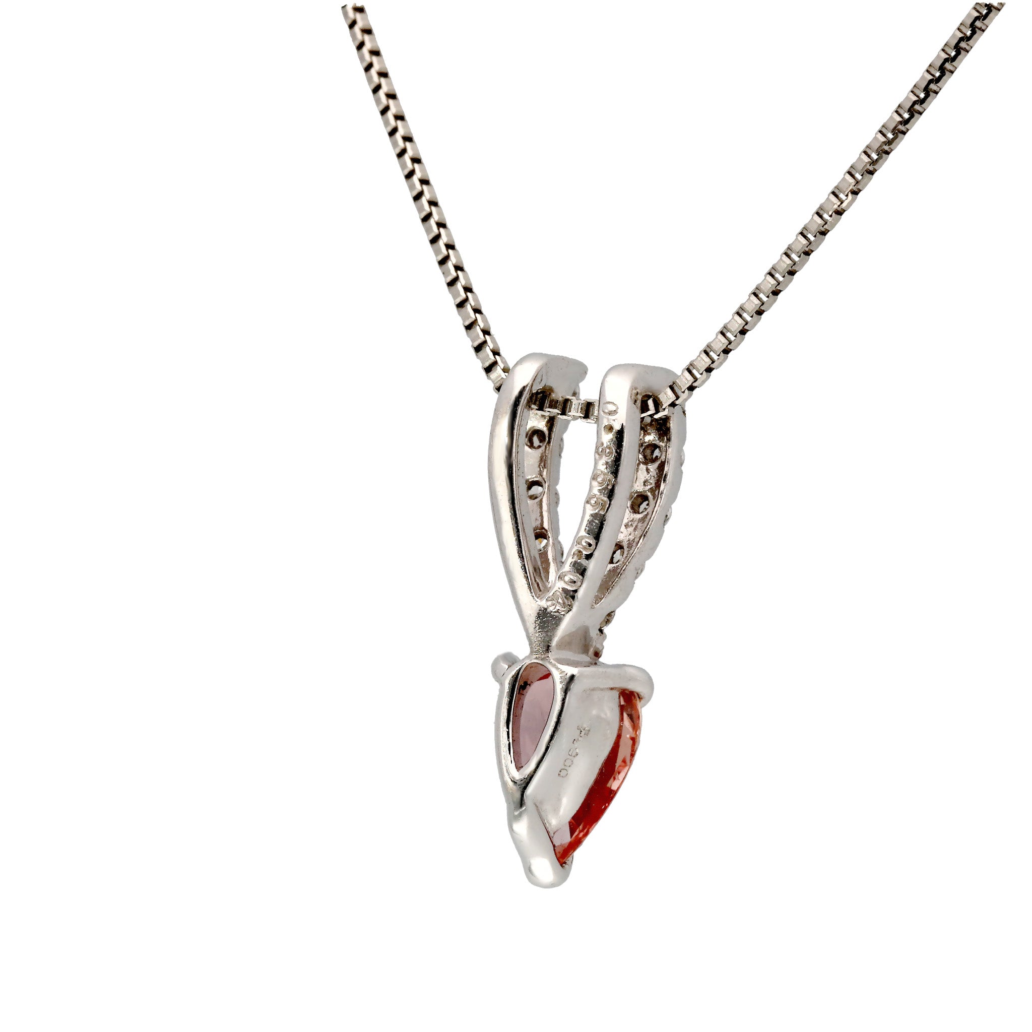 【限定1点】パパラチアサファイア/ダイヤモンド プラチナネックレス(9月誕生石/鑑別書付)《25C80133》