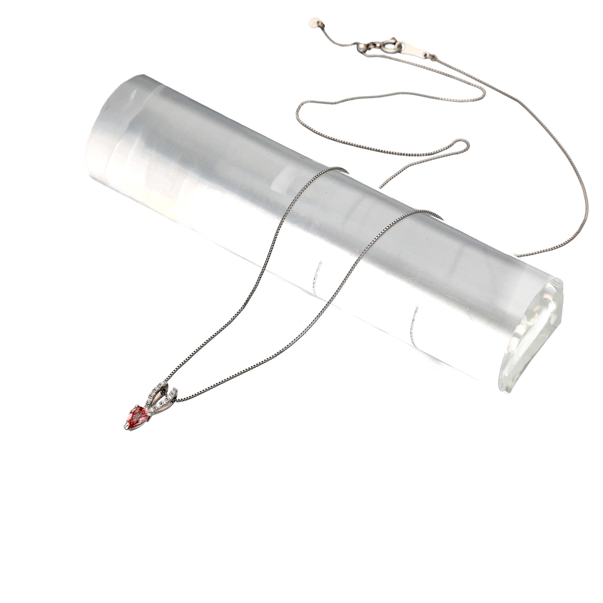 【限定1点】パパラチアサファイア/ダイヤモンド プラチナネックレス(9月誕生石/鑑別書付)《25C80133》