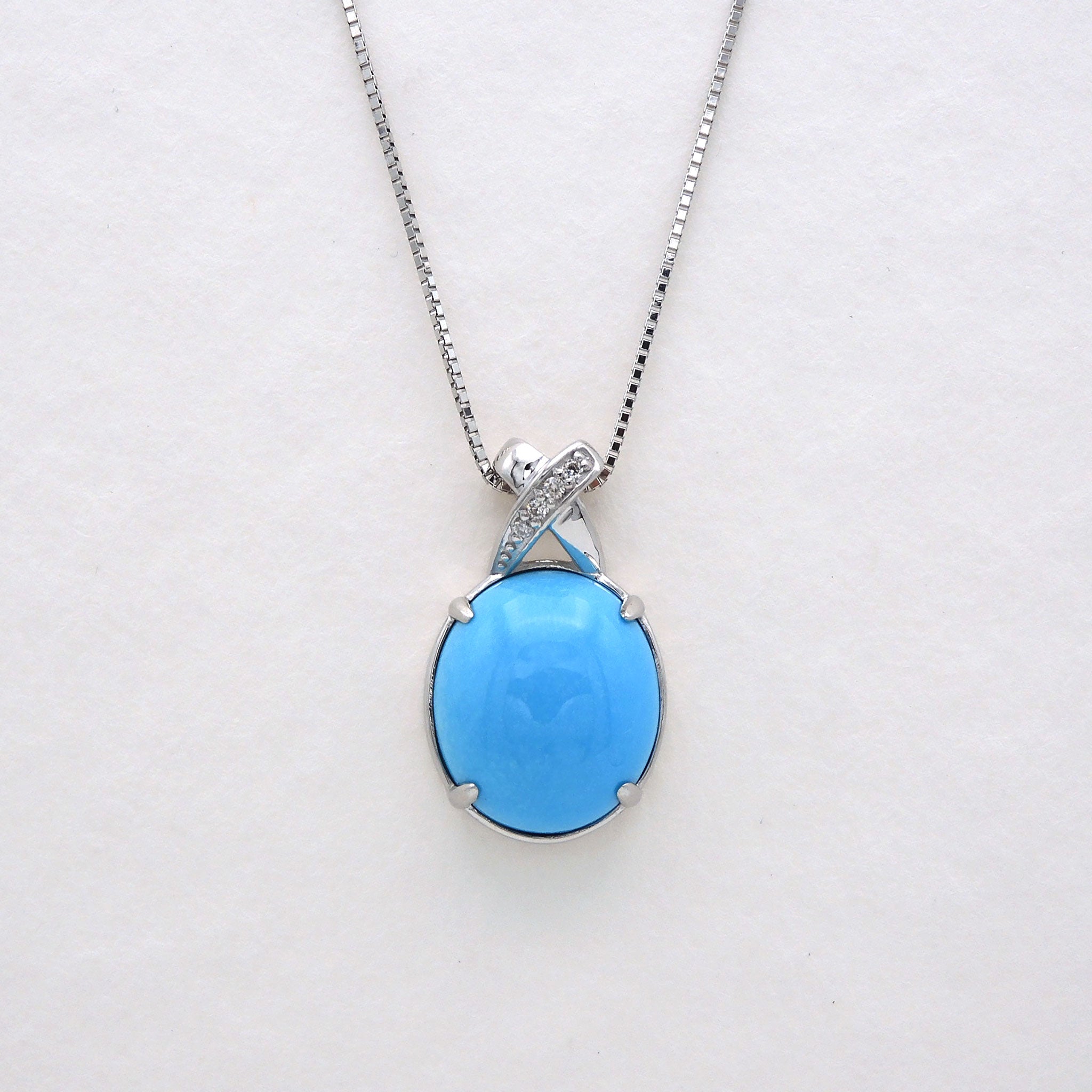 【限定2点】トルコ石/ターコイズ/ダイヤモンド プラチナネックレス(6.5カラット/12月誕生石/鑑別書付き)《25H00202》