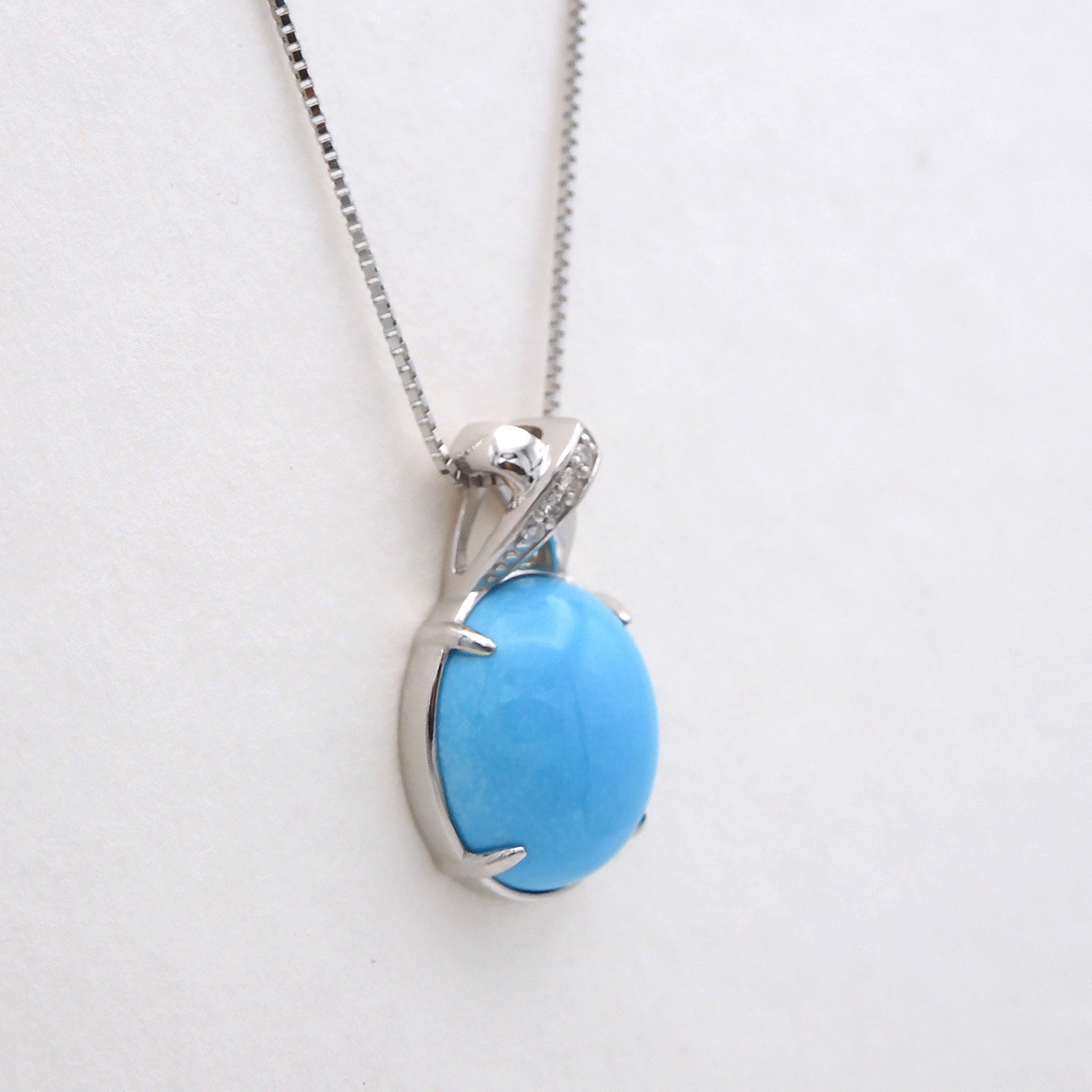 【限定2点】トルコ石/ターコイズ/ダイヤモンド プラチナネックレス(6.5カラット/12月誕生石/鑑別書付き)《25H00202》