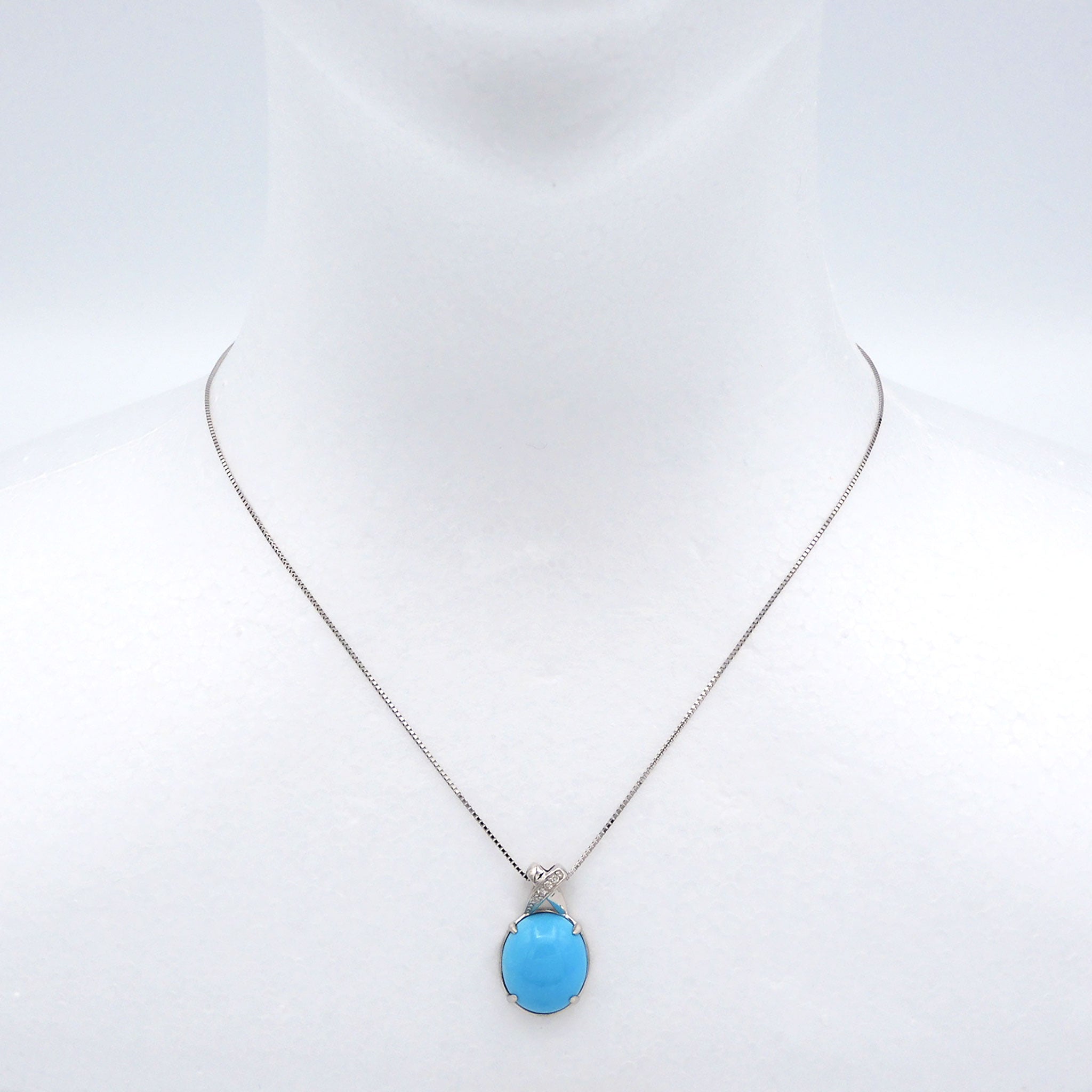 【限定2点】トルコ石/ターコイズ/ダイヤモンド プラチナネックレス(6.5カラット/12月誕生石/鑑別書付き)《25H00202》