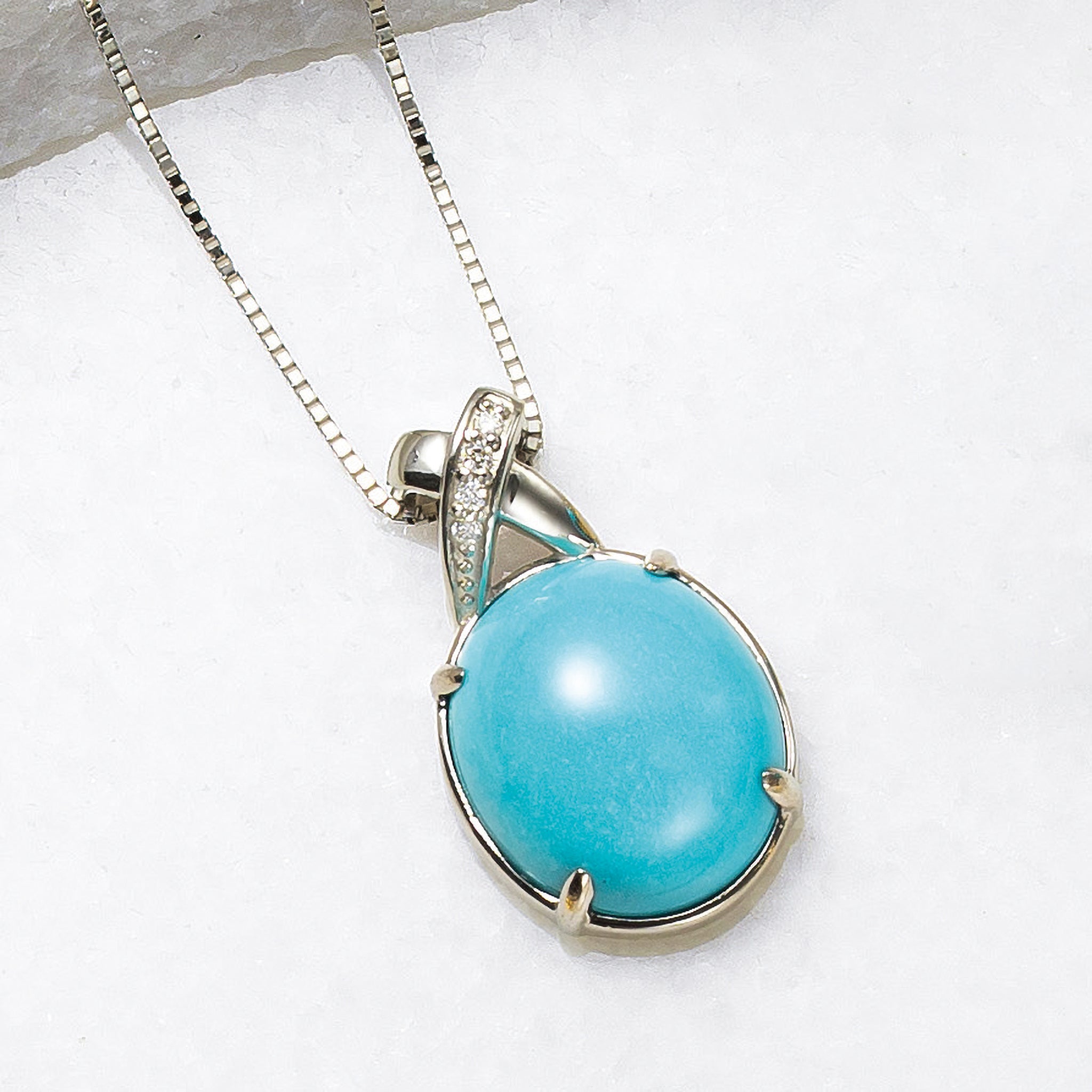 【限定2点】トルコ石/ターコイズ/ダイヤモンド プラチナネックレス(6.5カラット/12月誕生石/鑑別書付き)《25H00202》