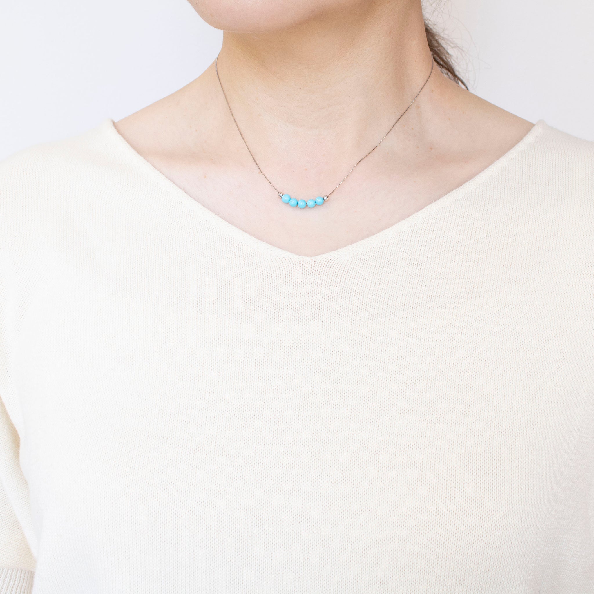 トルコ石/ターコイズ プラチナネックレス(12月誕生石)《25H00203》