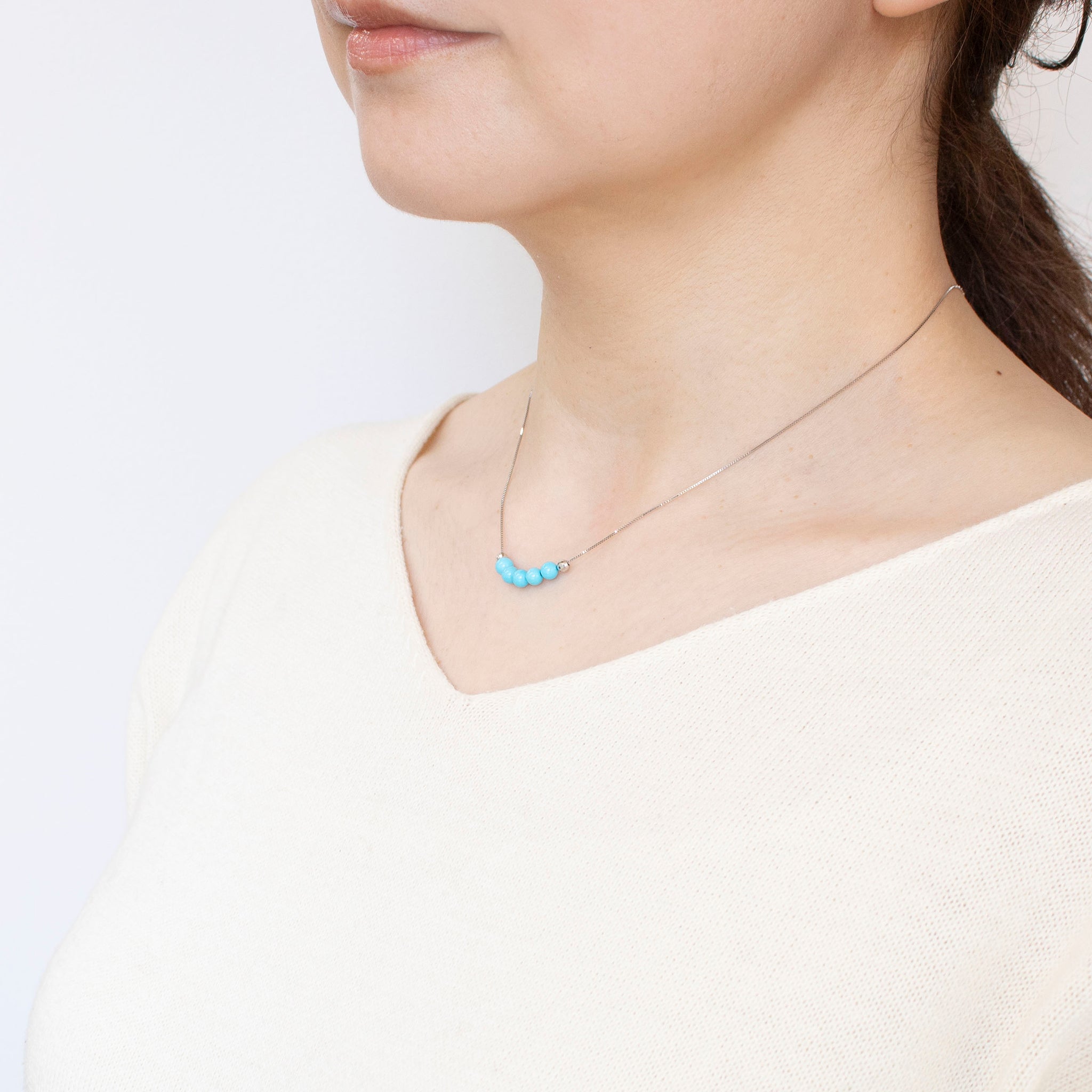 トルコ石/ターコイズ プラチナネックレス(12月誕生石)《25H00203》