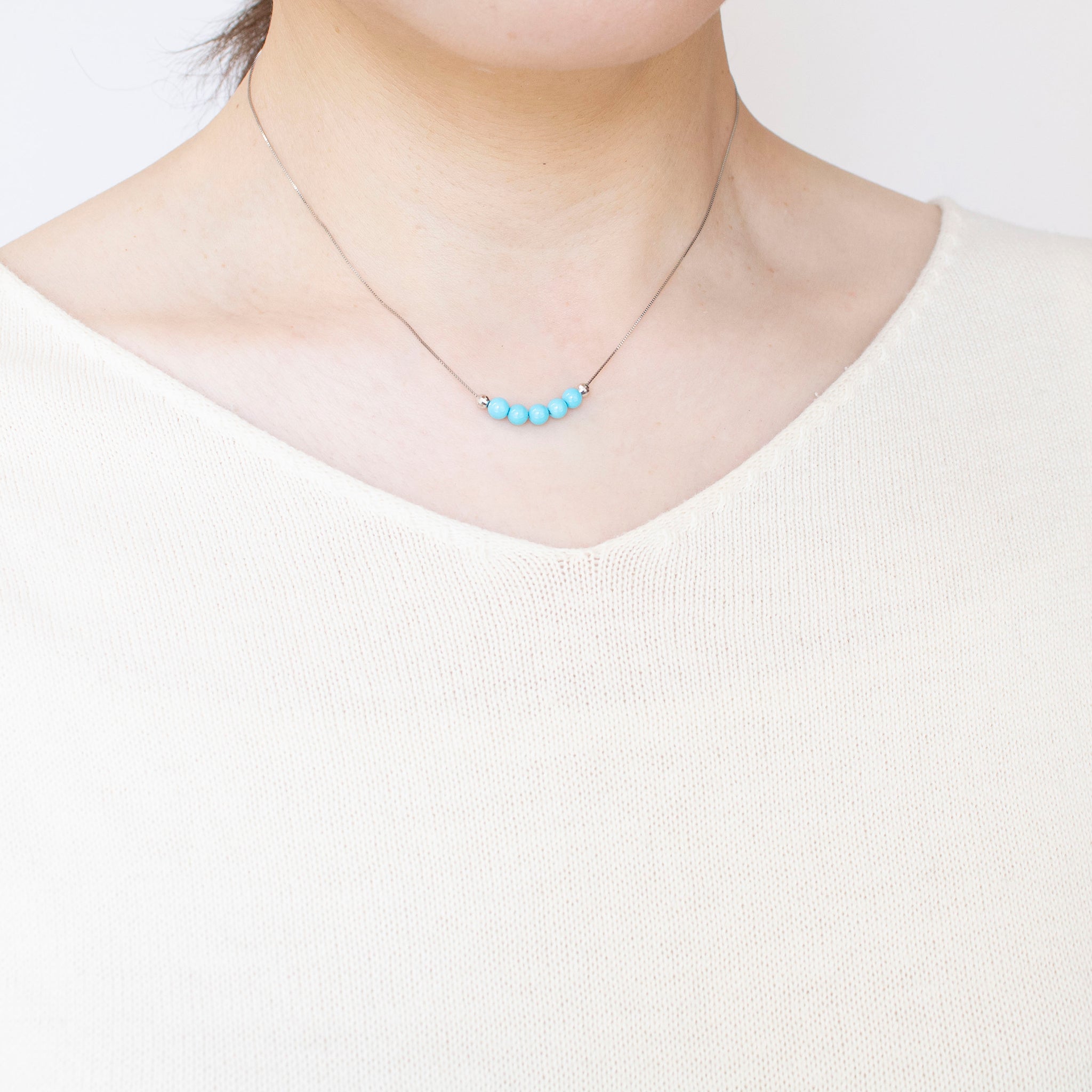 トルコ石/ターコイズ プラチナネックレス(12月誕生石)《25H00203》