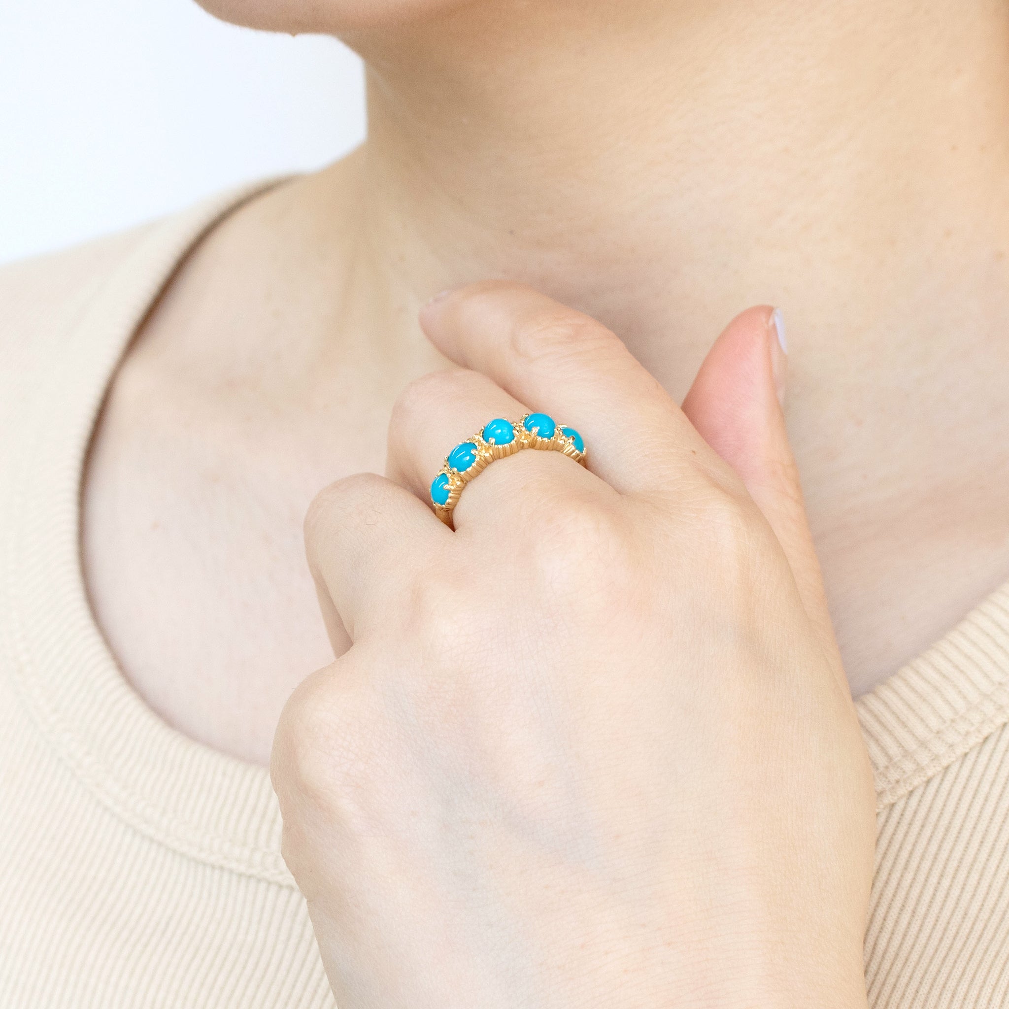 トルコ石/ターコイズ K18リング(12月誕生石)《25H00205》