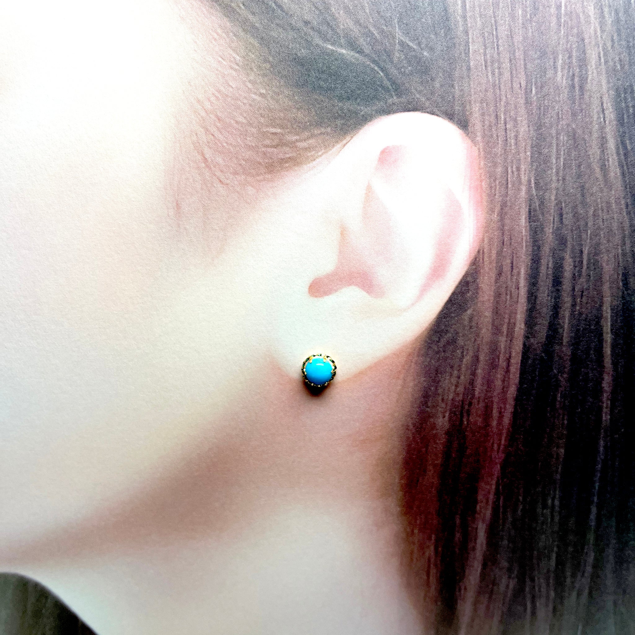 トルコ石/ターコイズ K18ピアス(12月誕生石)《25H00206》