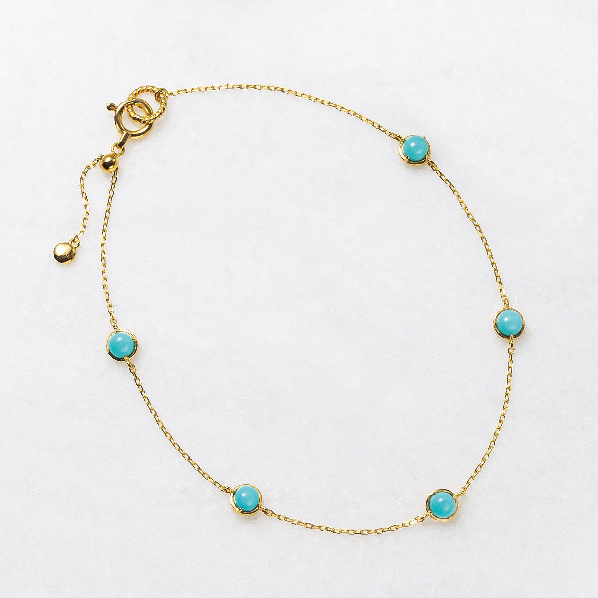 トルコ石/ターコイズ K18ブレスレット(ステーション/12月誕生石)《25H00207》