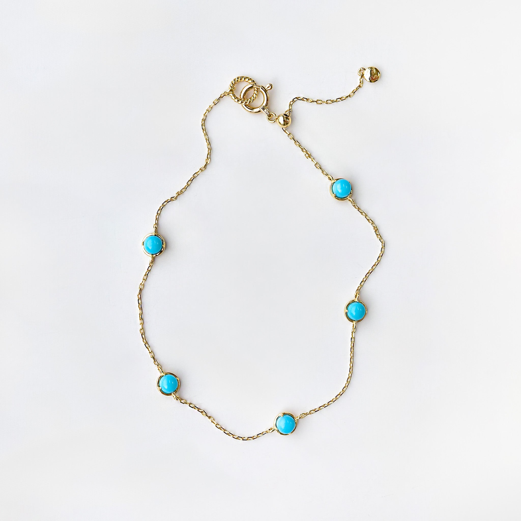 トルコ石/ターコイズ K18ブレスレット(ステーション/12月誕生石)《25H00207》