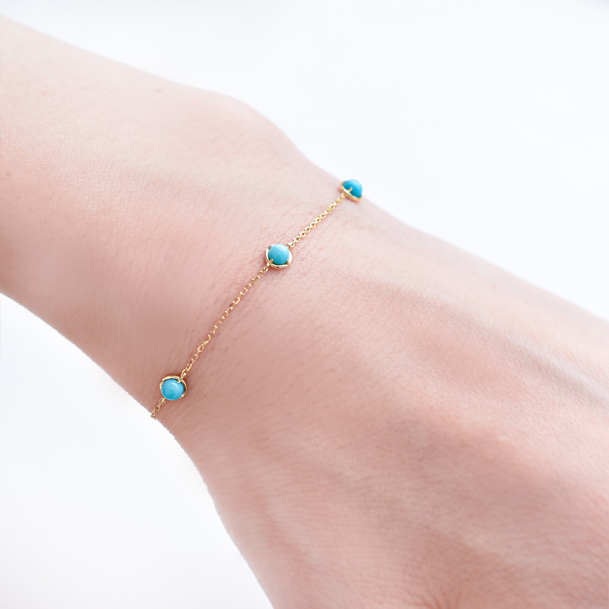 トルコ石/ターコイズ K18ブレスレット(ステーション/12月誕生石)《25H00207》