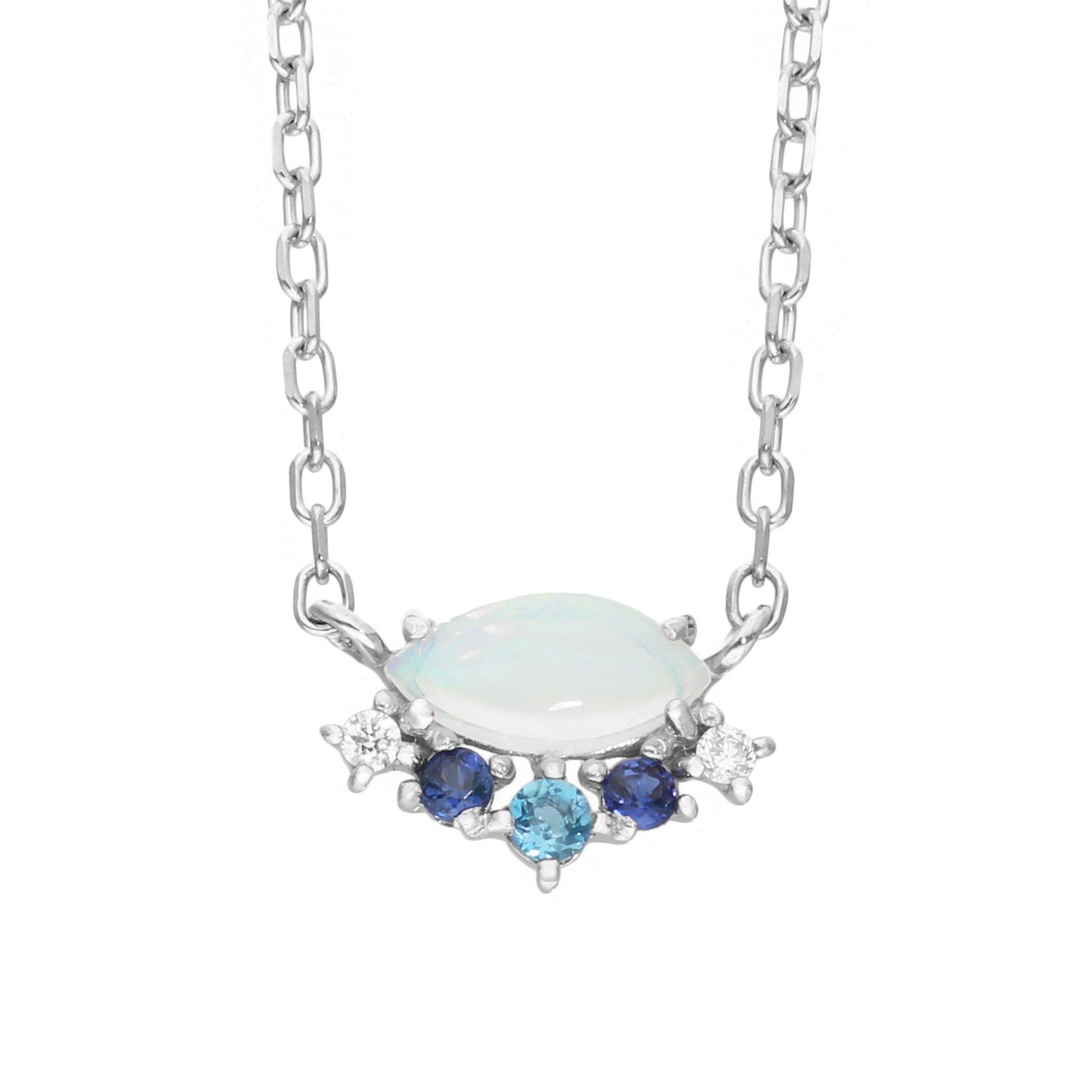 オパール/ブルートパーズ プラチナネックレス《25H00303》