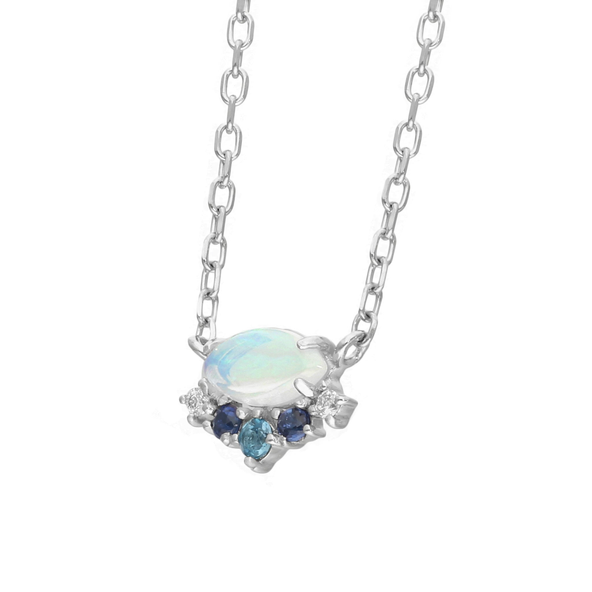 オパール/ブルートパーズ プラチナネックレス《25H00303》