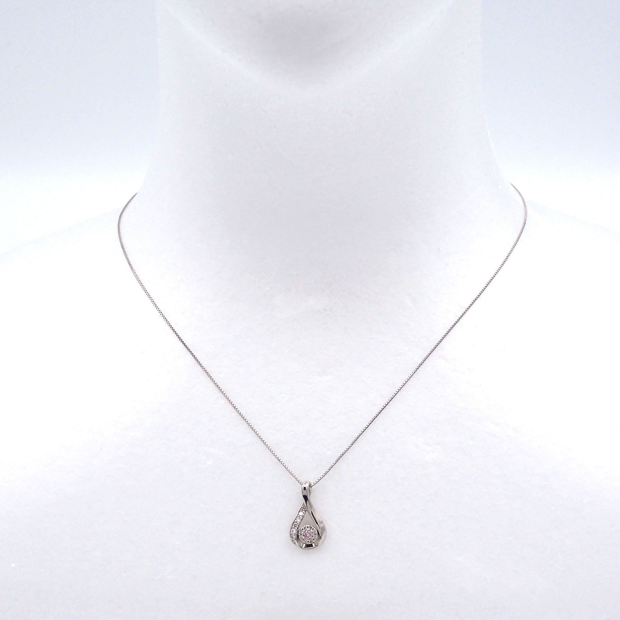 【限定2点】ピンクダイヤモンド/ダイヤモンド プラチナネックレス(0.03カラット/ファンシーパープリッシュピンク/SIクラス/4月誕生石/グレーディングレポート付)《25H00401》