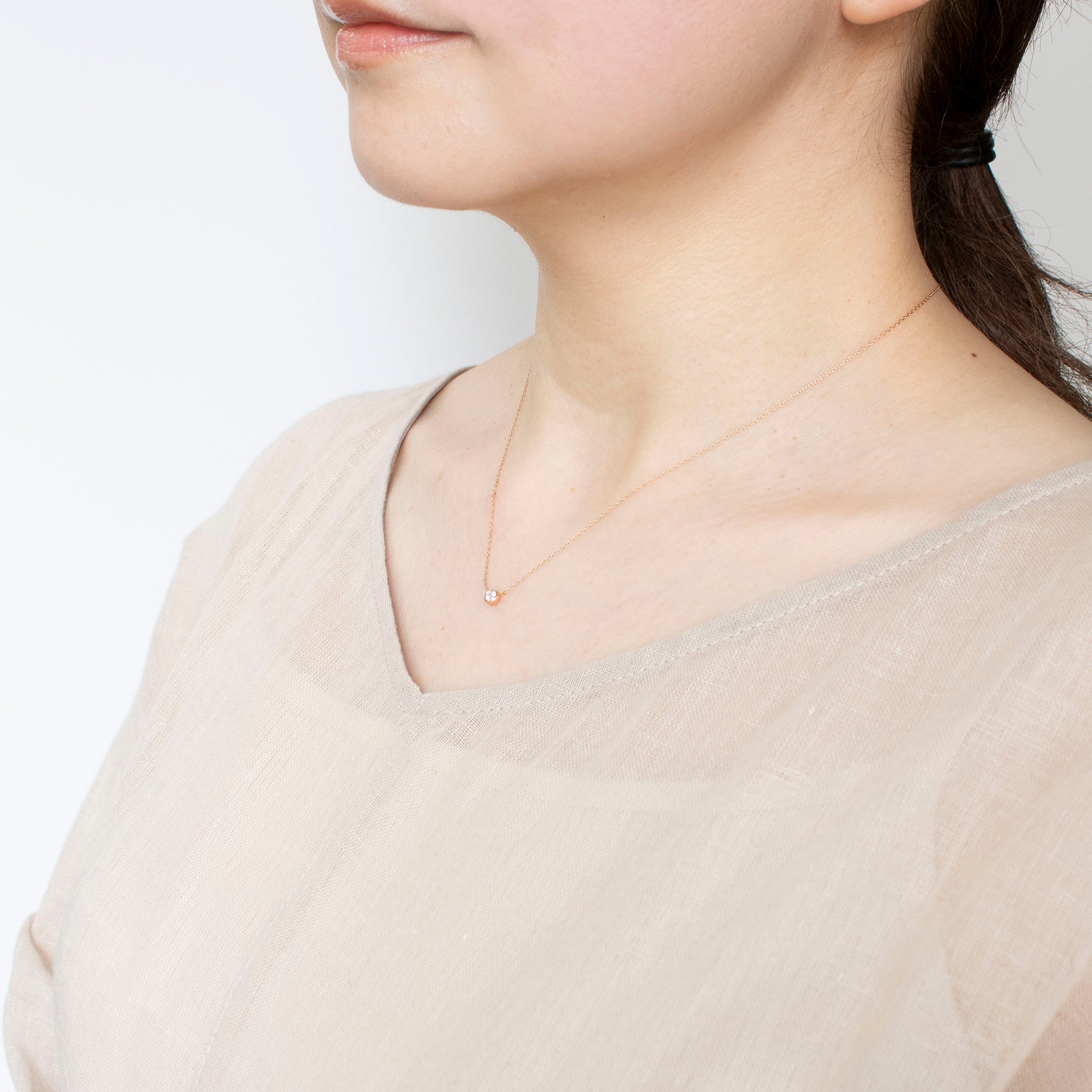 【限定6点】ダイヤモンド K18ネックレス(0.1カラット/Dカラー/SIクラス/EX/H&C/フクリン/4月誕生石/グレーディングレポート付)《25H00404》