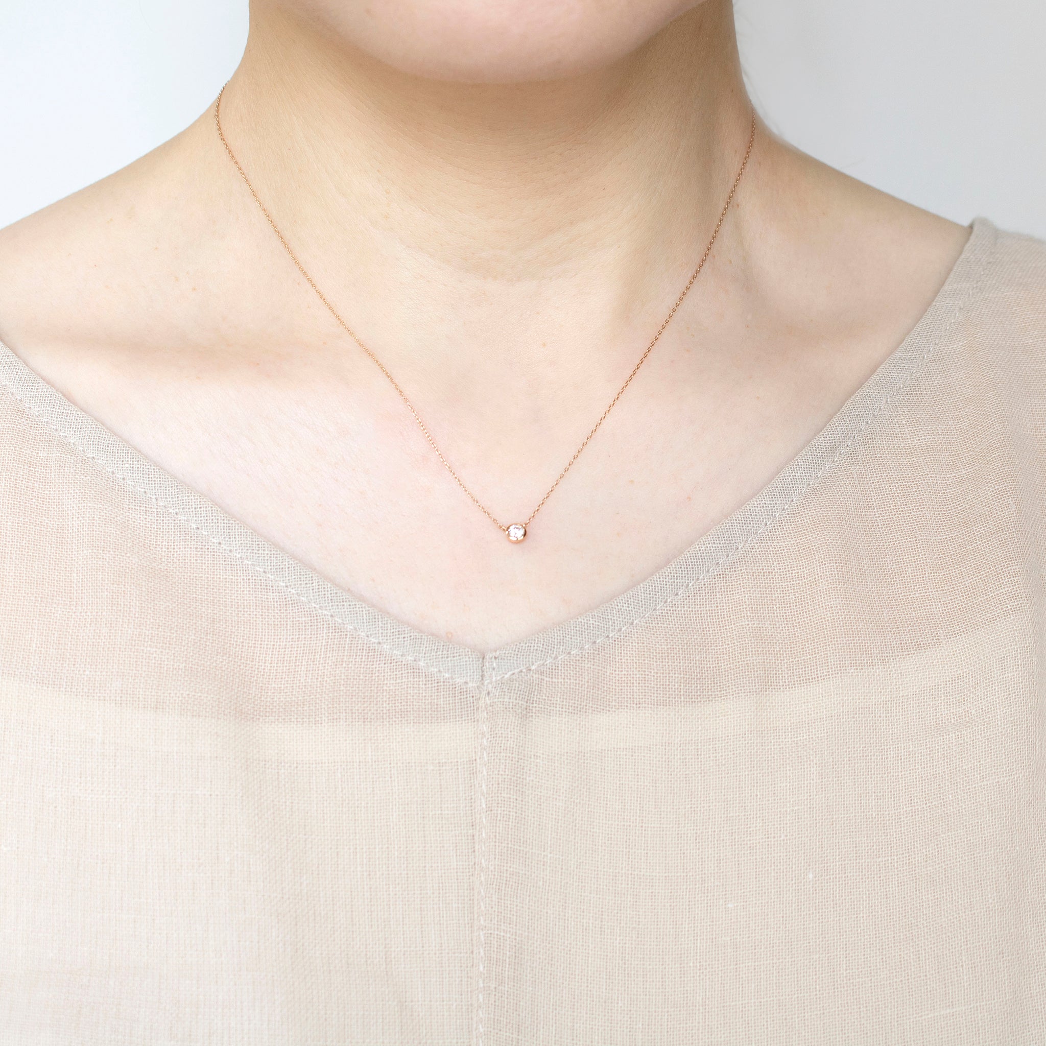 【限定6点】ダイヤモンド K18ネックレス(0.1カラット/Dカラー/SIクラス/EX/H&C/フクリン/4月誕生石/グレーディングレポート付)《25H00404》