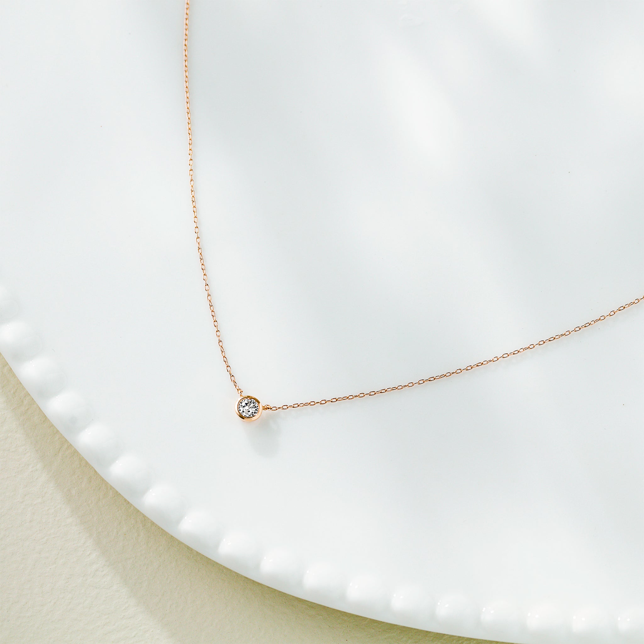 【限定6点】ダイヤモンド K18ネックレス(0.1カラット/Dカラー/SIクラス/EX/H&C/フクリン/4月誕生石/グレーディングレポート付)《25H00404》