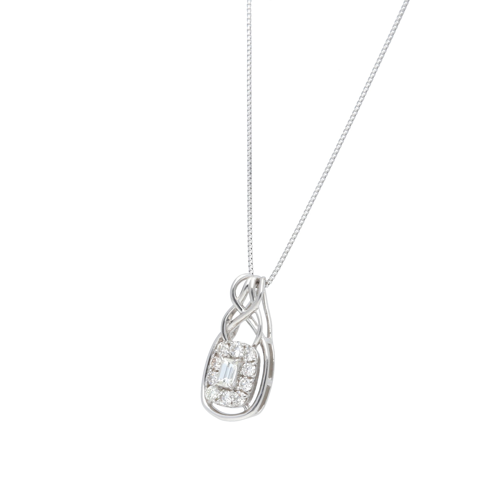 ダイヤモンド プラチナネックレス(バゲットカット/4月誕生石)《25H00409》