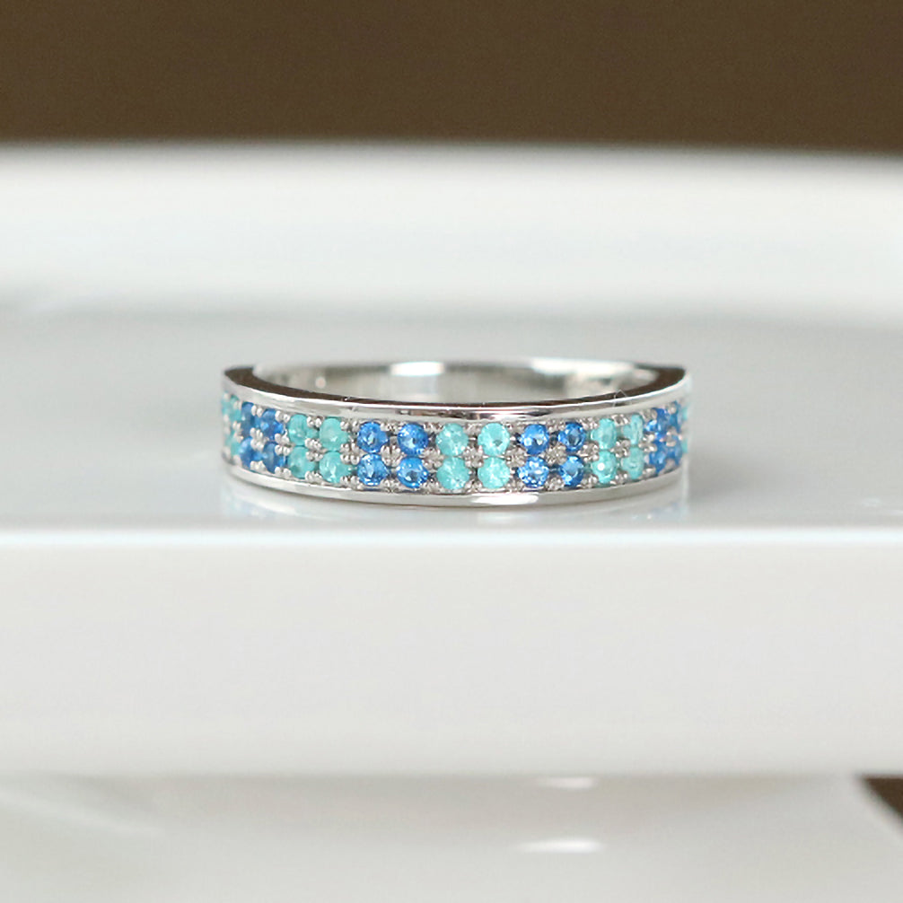 パライバトルマリン/アウイナイト プラチナリング(鑑別書付)《25H00503》