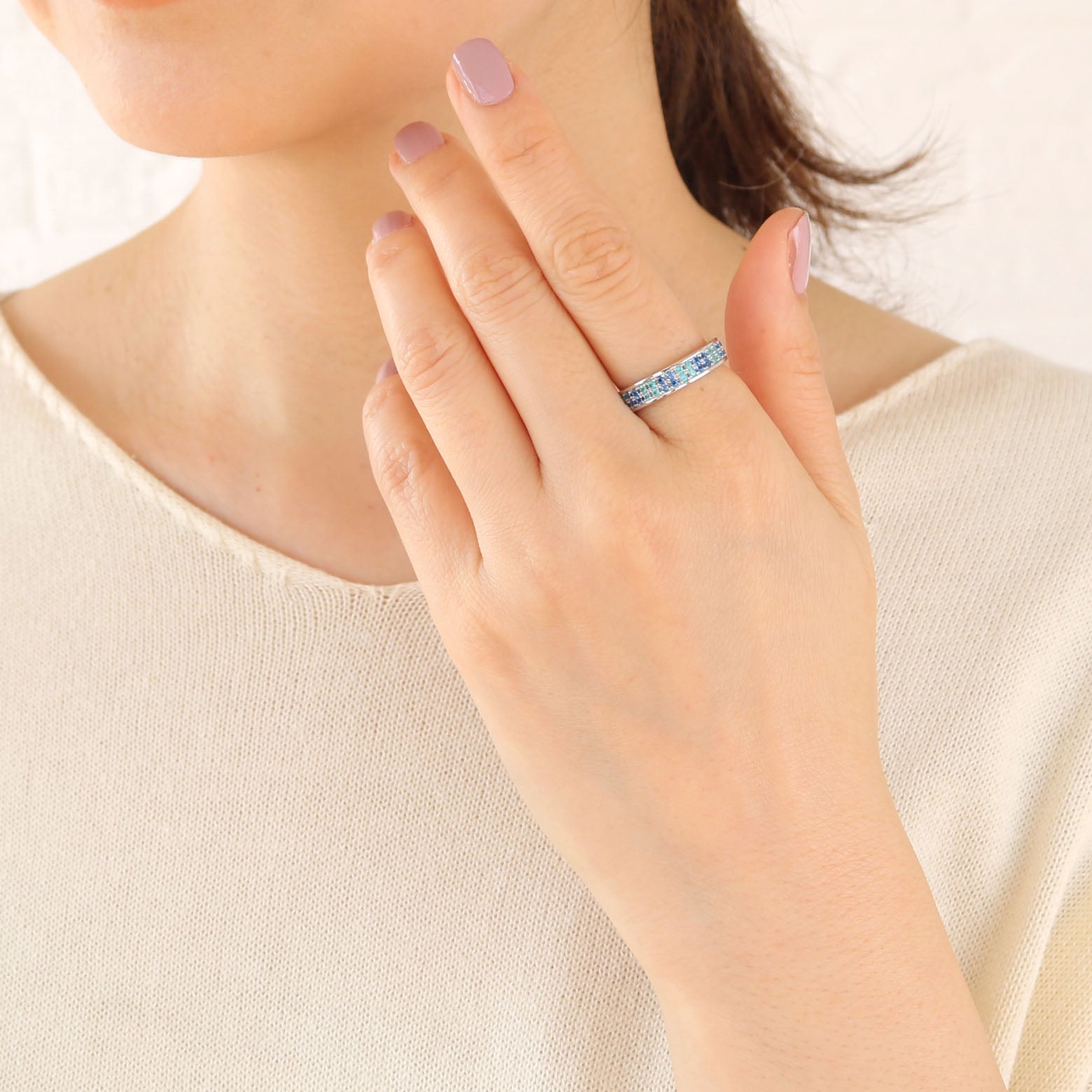 パライバトルマリン/アウイナイト プラチナリング(鑑別書付)《25H00503》