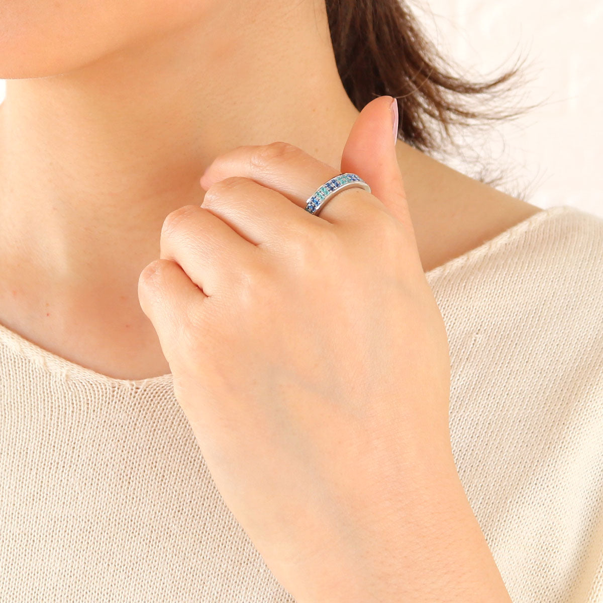 パライバトルマリン/アウイナイト プラチナリング(鑑別書付)《25H00503》