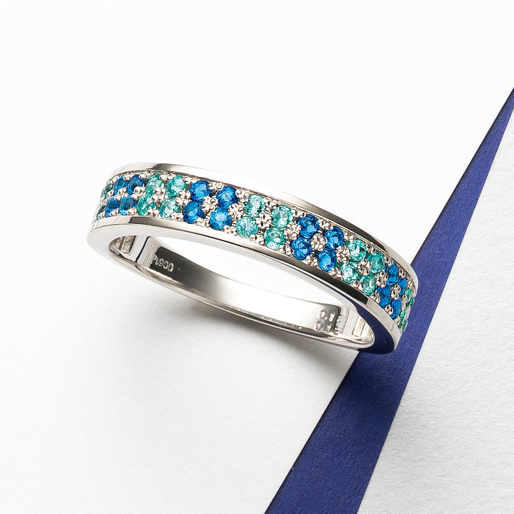 パライバトルマリン/アウイナイト プラチナリング(鑑別書付)《25H00503》