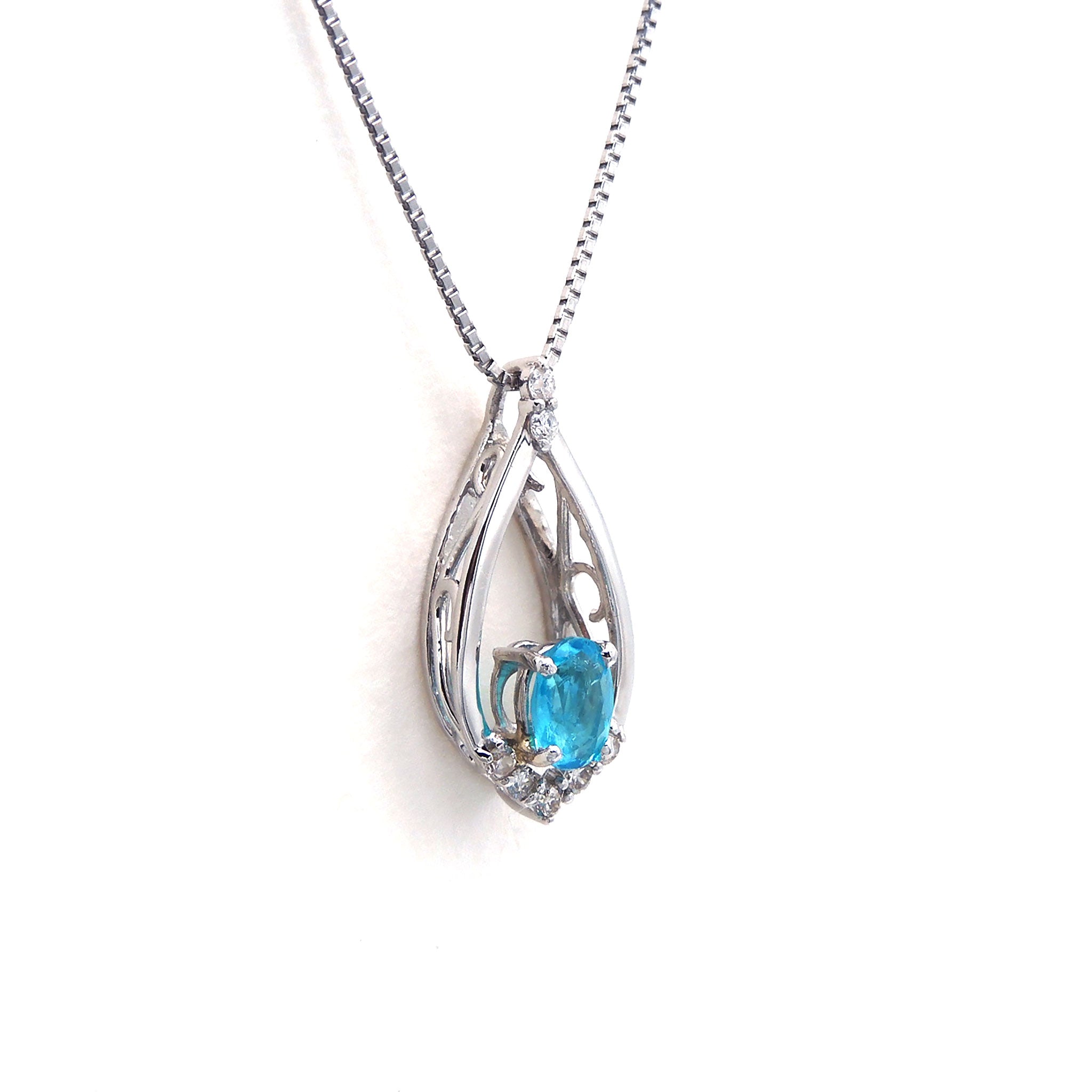 パライバトルマリン/ダイヤモンド プラチナネックレス(10月誕生石/鑑別書付)《25H00504》