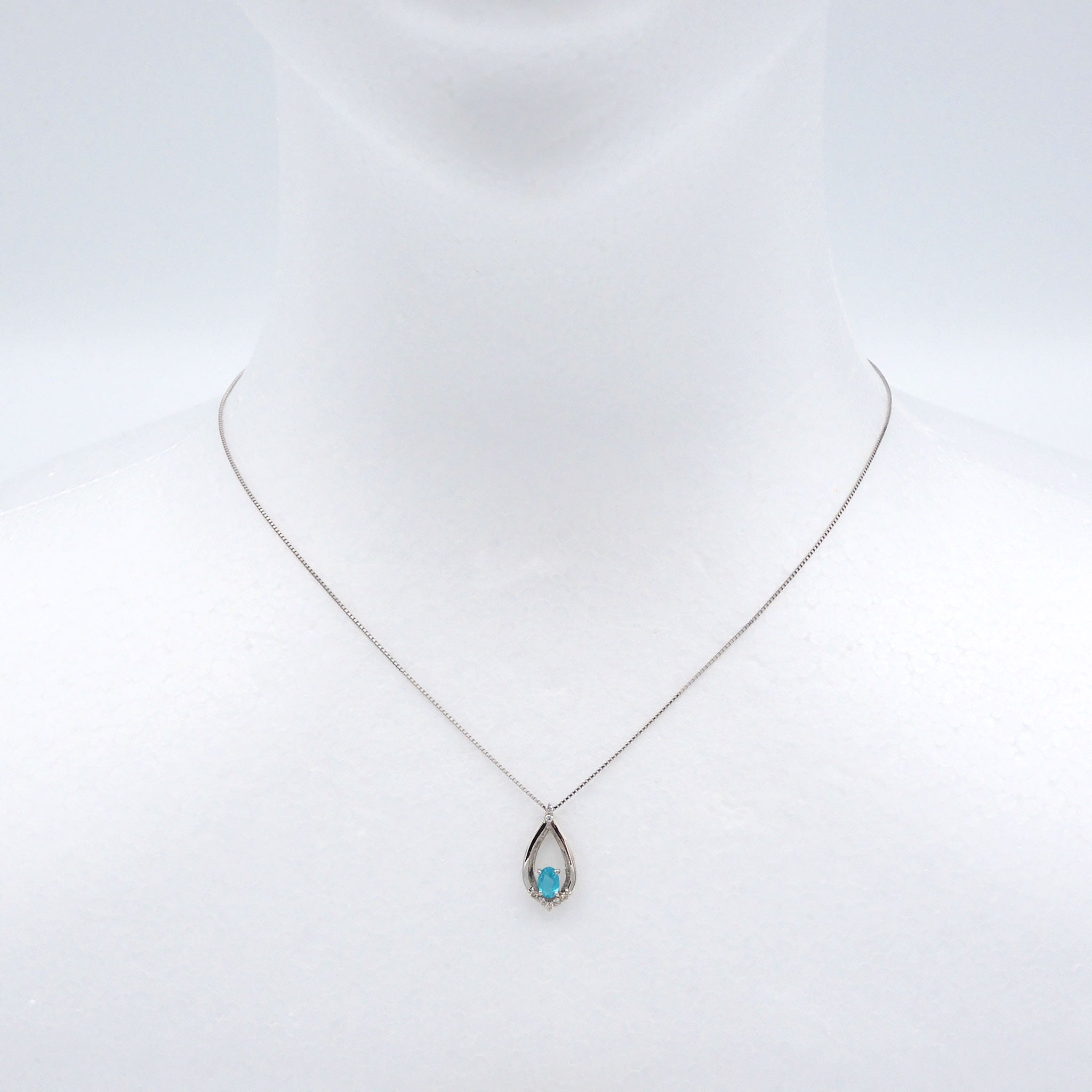 パライバトルマリン/ダイヤモンド プラチナネックレス(10月誕生石/鑑別書付)《25H00504》