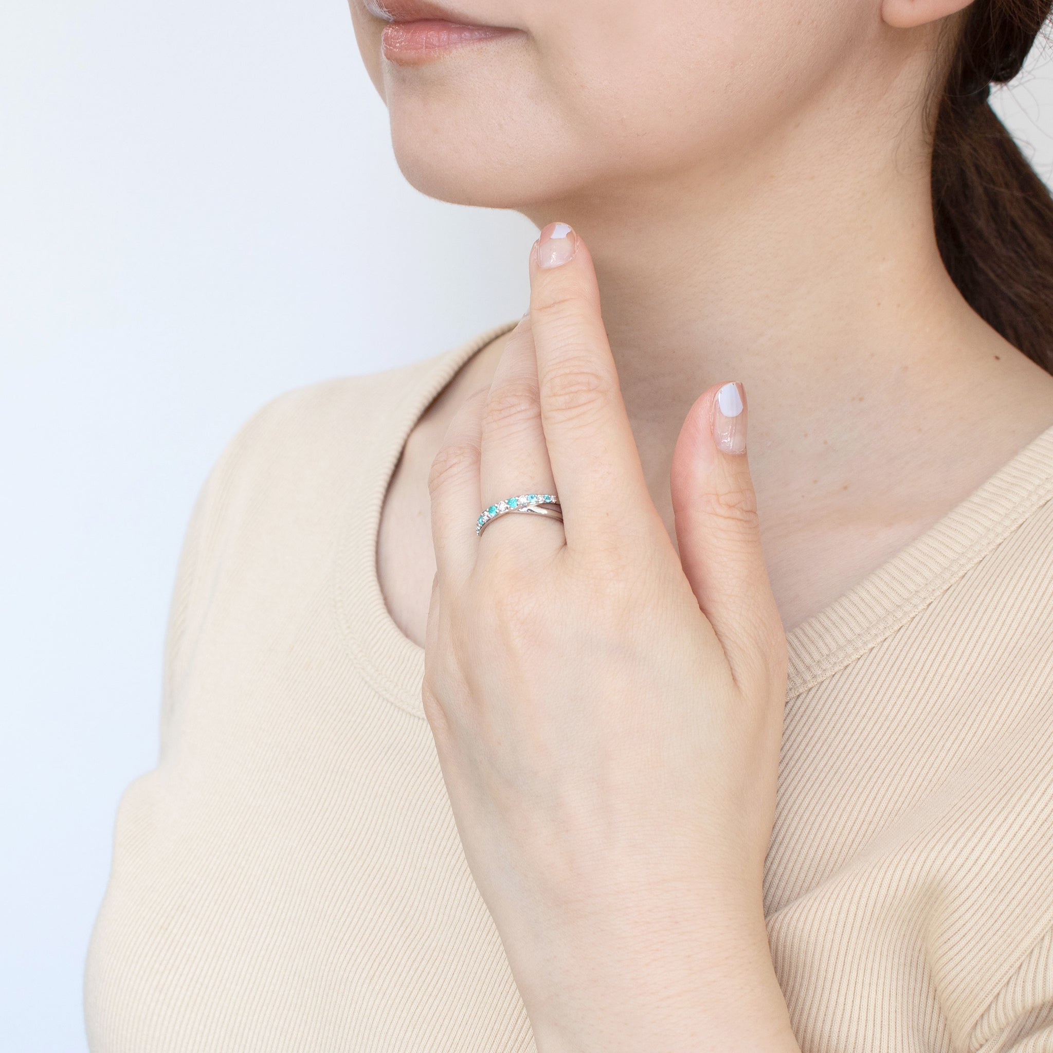 パライバトルマリン/ダイヤモンド プラチナリング(10月誕生石/鑑別書付)《25H00505》