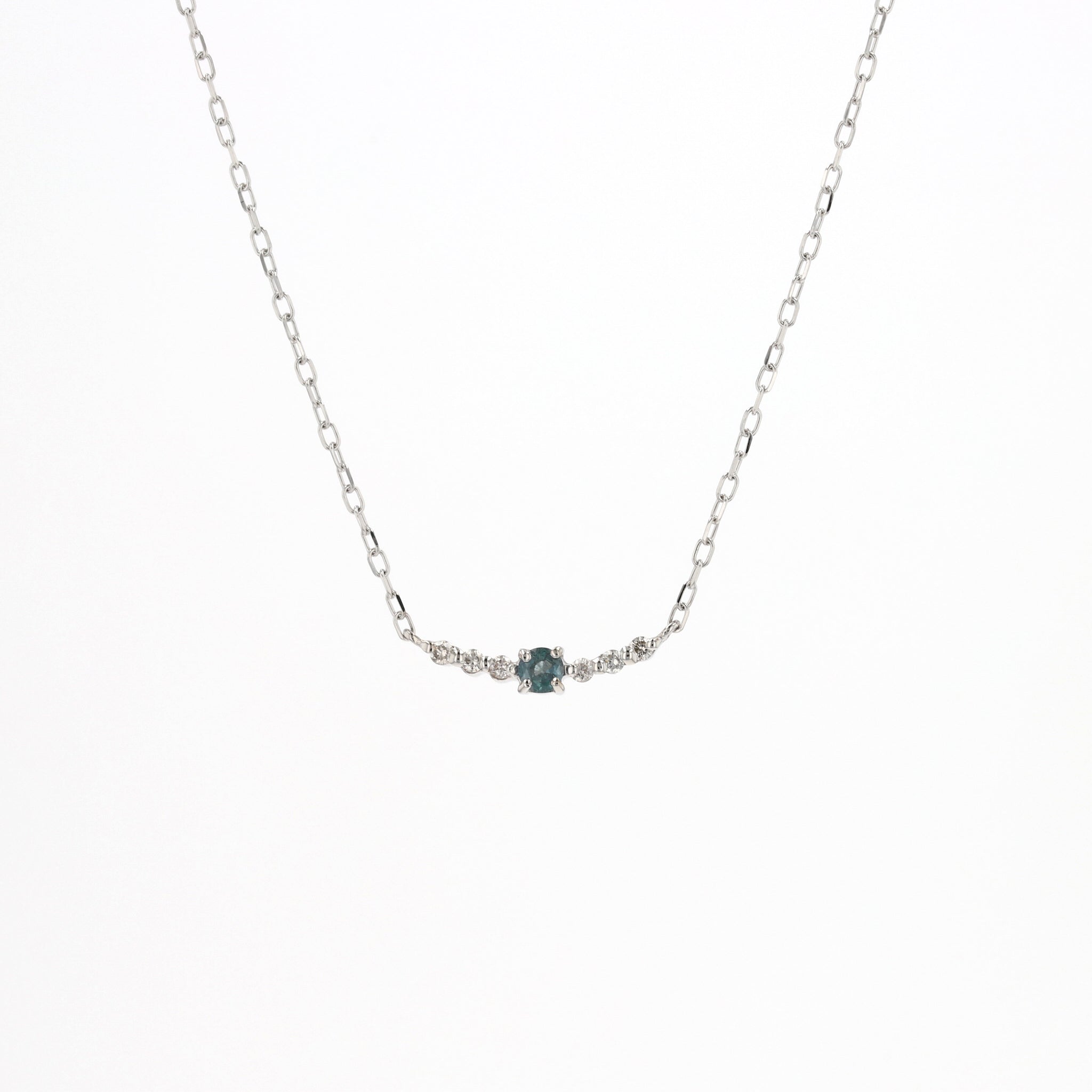 アレキサンドライト/ダイヤモンド プラチナネックレス(6月誕生石)《25H00509》