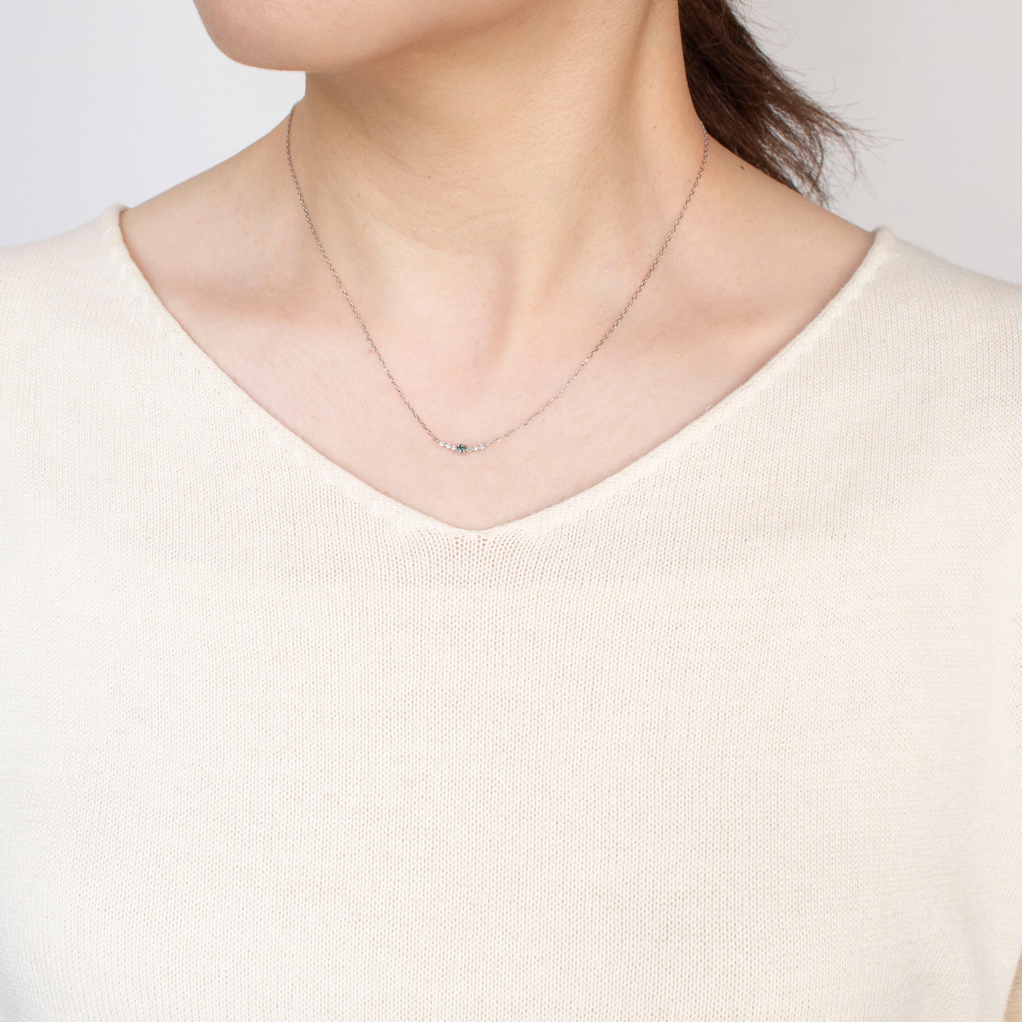 アレキサンドライト/ダイヤモンド プラチナネックレス(6月誕生石)《25H00509》