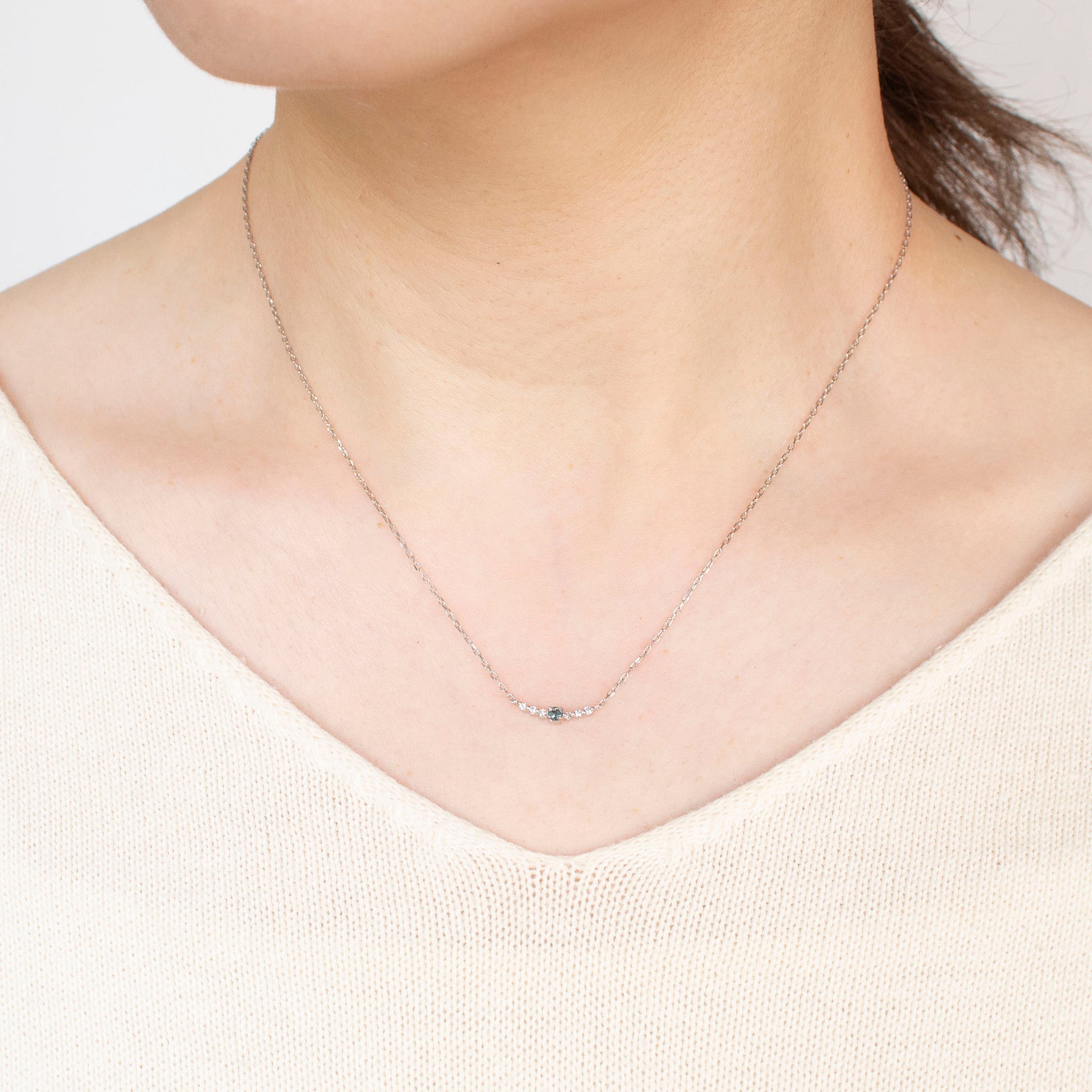 アレキサンドライト/ダイヤモンド プラチナネックレス(6月誕生石)《25H00509》