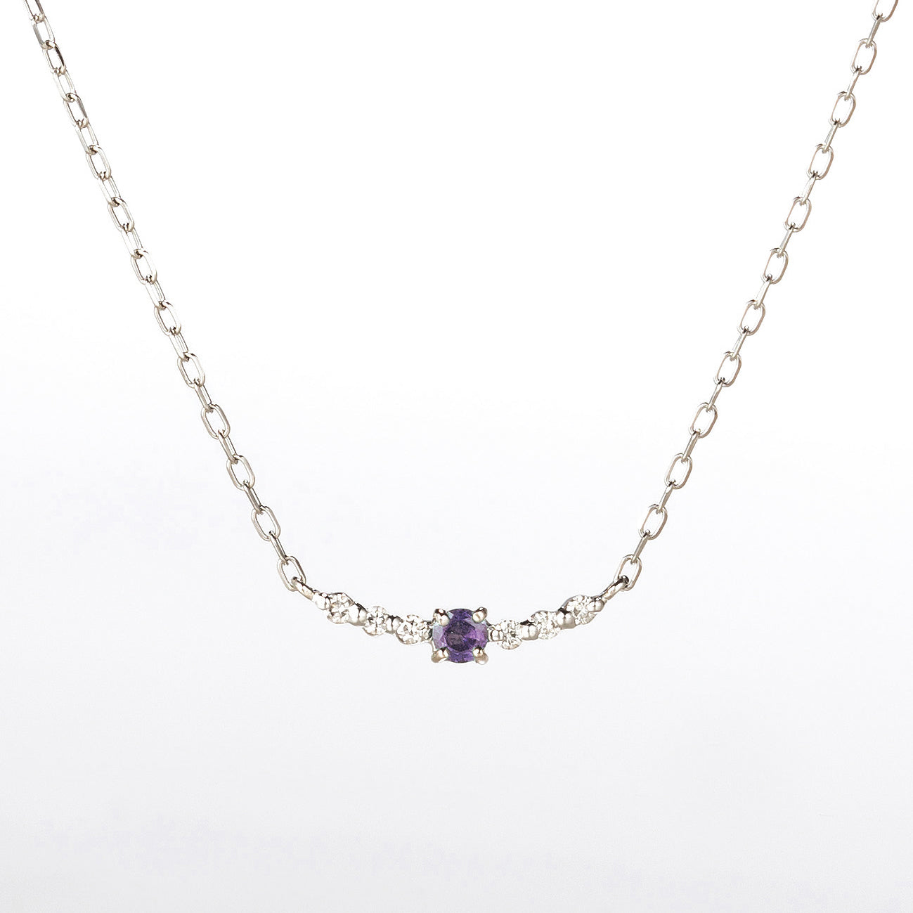 アレキサンドライト/ダイヤモンド プラチナネックレス(6月誕生石)《25H00509》