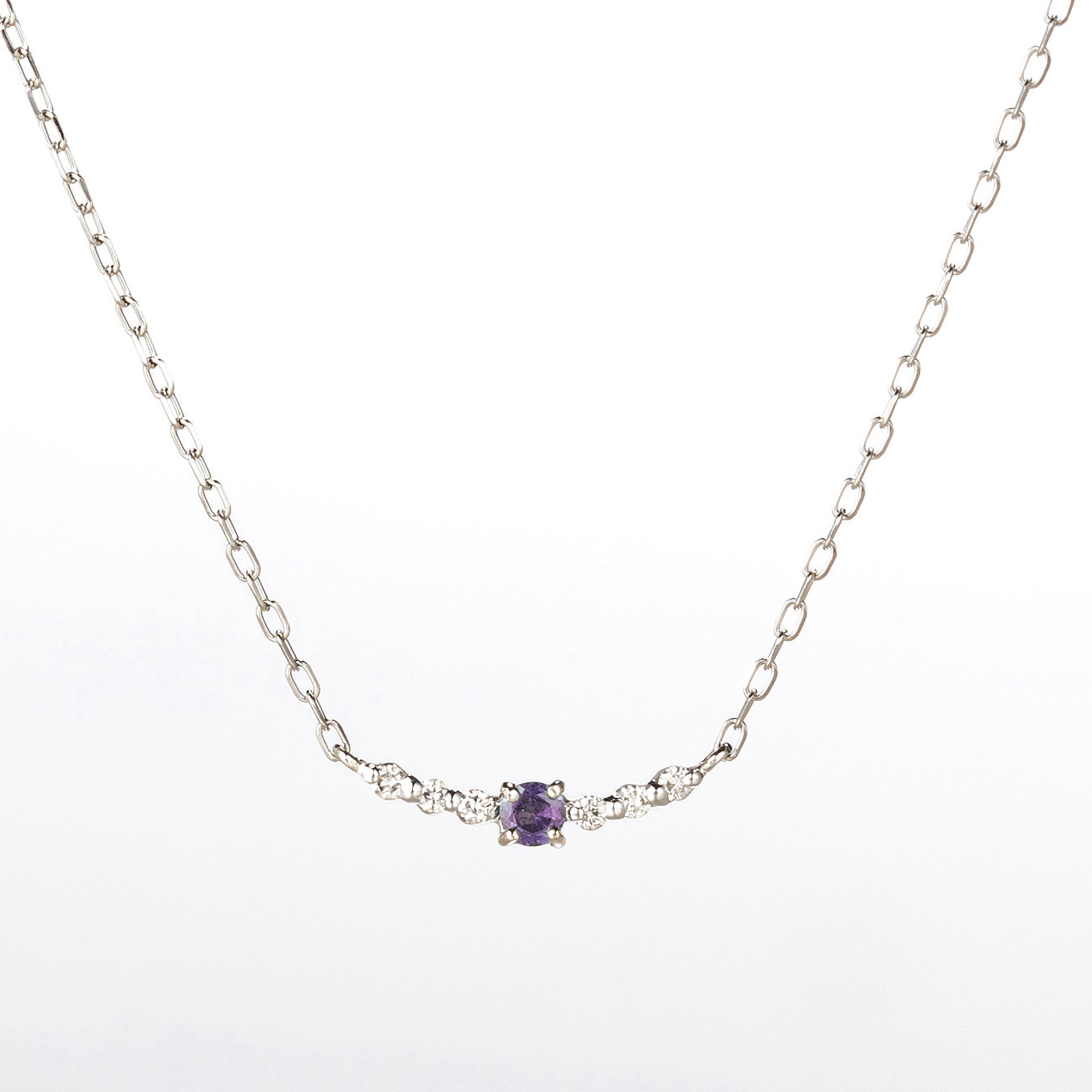 アレキサンドライト/ダイヤモンド プラチナネックレス(6月誕生石)《25H00509》